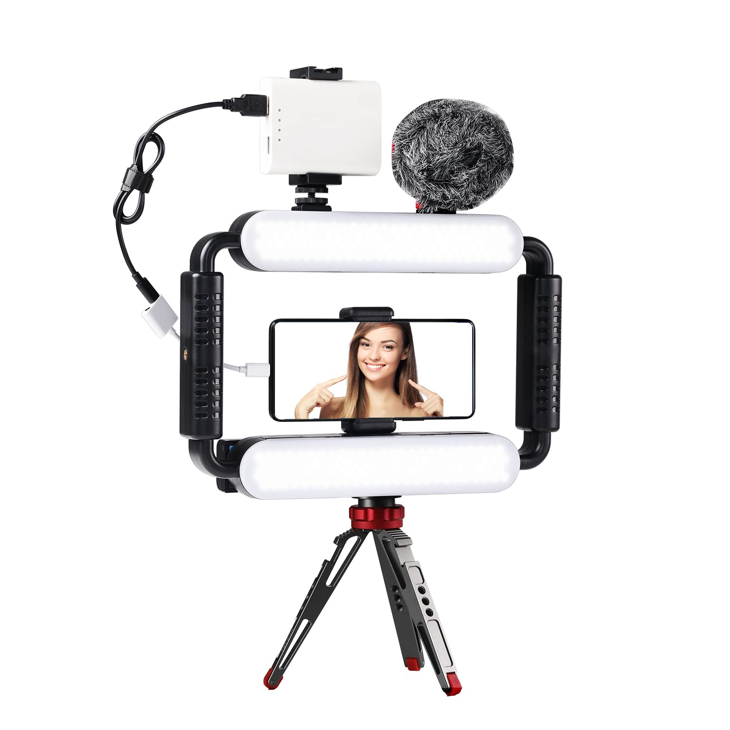 GVM Smartphone Gimbal Stabilizer Kit with 5600K LED Light, Microphone & Tripod - Professional Video Equipment for Recording, Vlogging, Live Streaming (YouTube, TikTok) - Perfect for Content Creators, Indoor & Outdoor Shooting