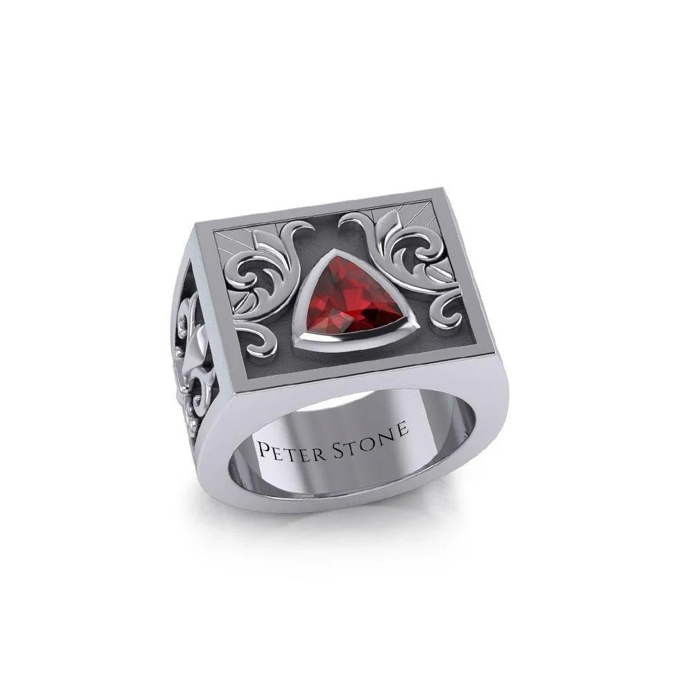 Fleur de Lis Silver Signet Men's Ring - Sterling Silver Pinky Ring for Men - Elegant Jewelry Gift for Him - Perfect for Weddings, Promotions & Everyday Wear