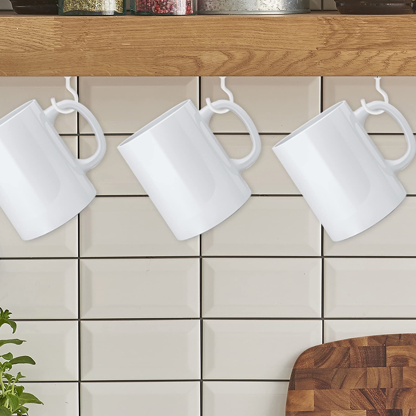 1 Inch White Vinyl Coated Cup Screw Hooks - 100 Pack Heavy Duty Ceiling Hooks for Plants, Wind Chimes & Kitchen - Indoor Outdoor Hanging Solution for Home, Garden & Garage Organization