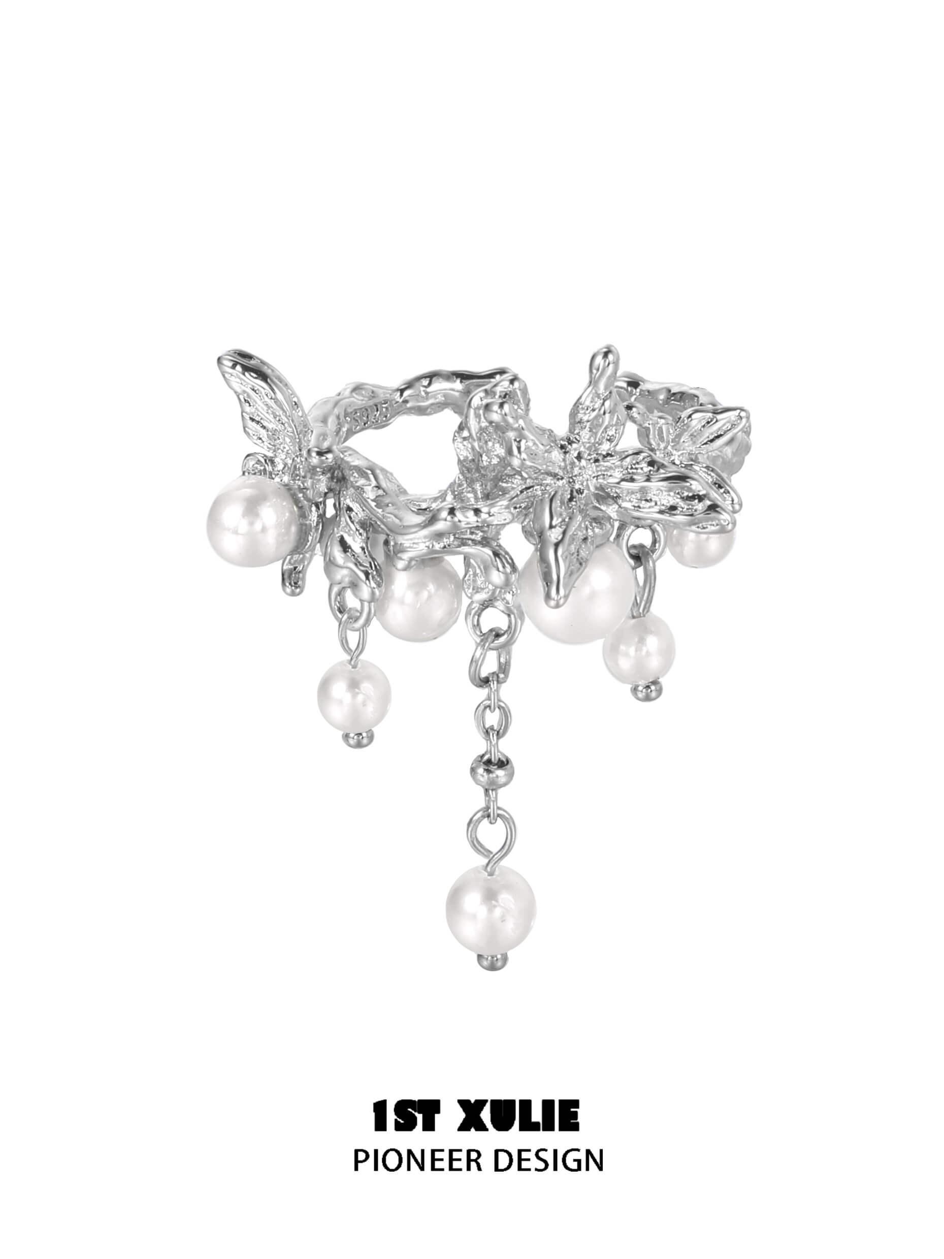 Whiterfly S925 Sterling Silver Butterfly Tassel Rings for Women - Elegant Dainty Stackable Jewelry - Perfect for Everyday Wear, Date Night & Gift Giving