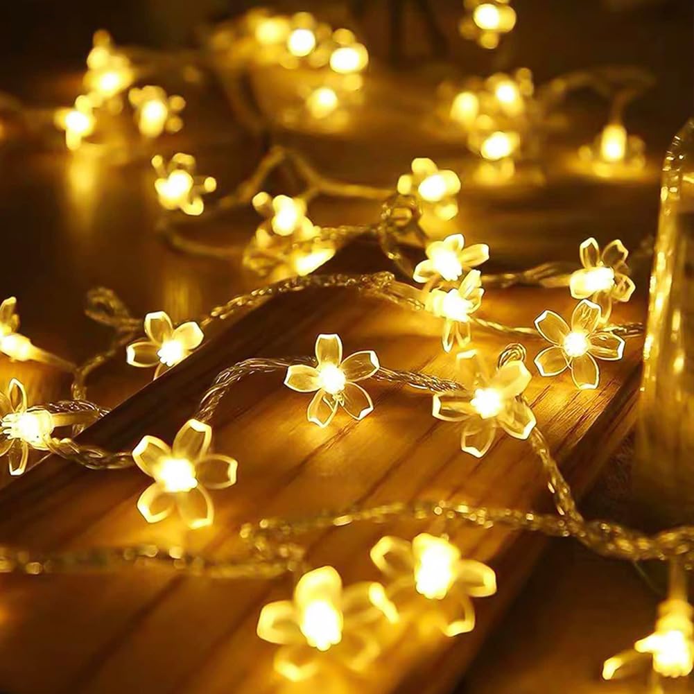 Fairy Flower String Lights - 33ft 100LED Cherry Blossom Fairy Lights, Warm White Starry Decorative Lighting for Indoor & Outdoor Use | Perfect for Christmas, Halloween, Wedding, Party, Bedroom, Garden, and Patio Decor