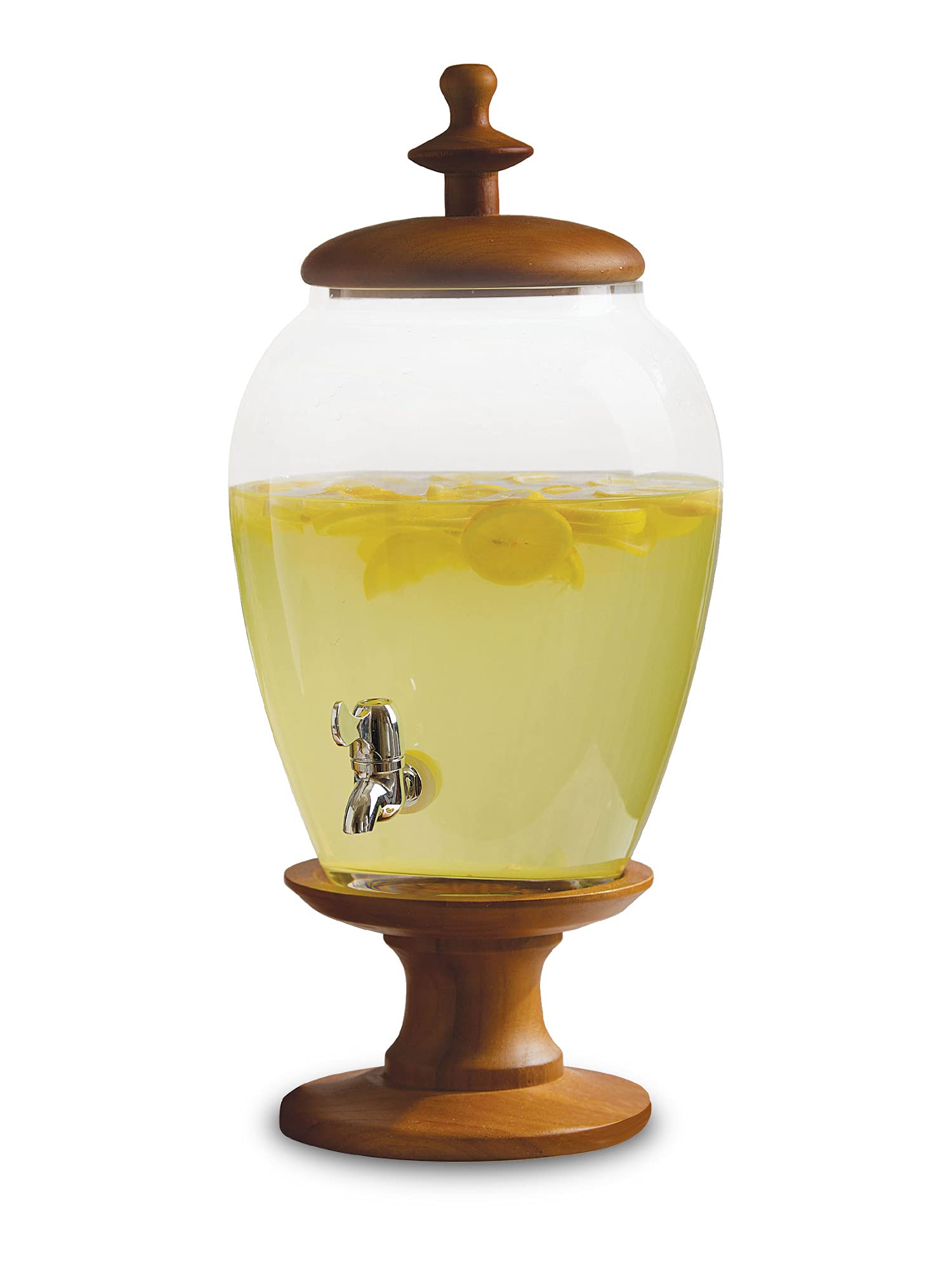 Circleware Wooden Sun Tea Mason Jar Beverage Dispenser with Stand & Lid - 357oz Large Capacity Glass Pitcher for Water, Juice, Beer, Wine, Kombucha & Cold Drinks - Perfect for Parties, BBQs, Picnics & Outdoor Gatherings
