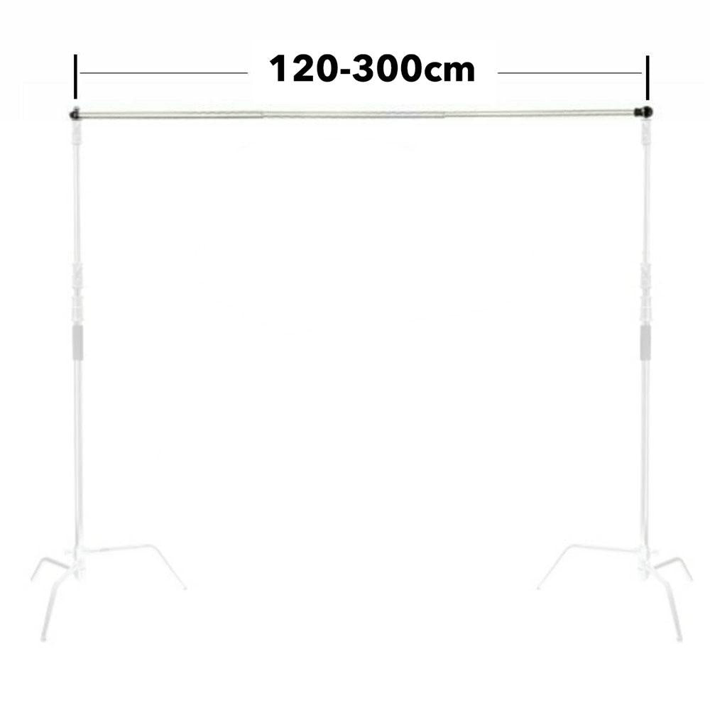 Adjustable Telescopic Backdrop Stand - Extends from 1.2m to 3m - Black/Silver Crossbar Rod for Photography, Events & Home Decor