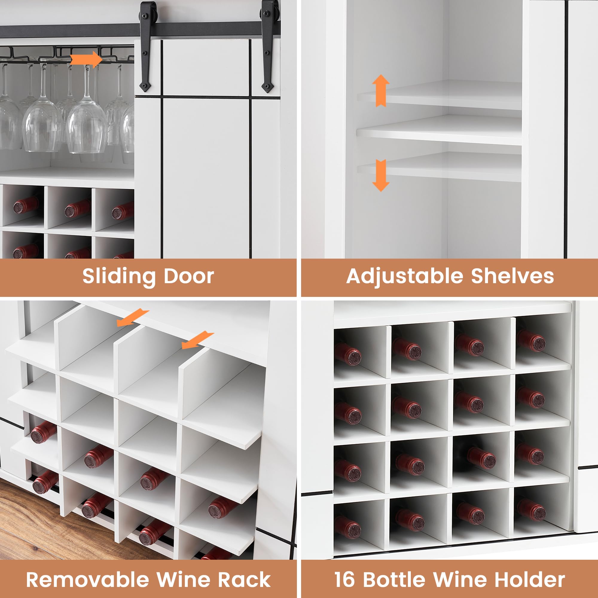 Farmhouse Coffee Bar Cabinet with Storage - 47