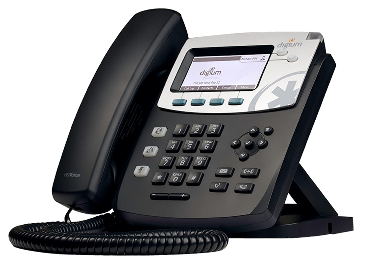 Digium 1TELD045LF D45 IP Phone with PoE Ports - Business VoIP Desk Phone with HD Audio, 4-Line LCD Display & Ethernet Connectivity | Ideal for Office, Call Center & Remote Work
