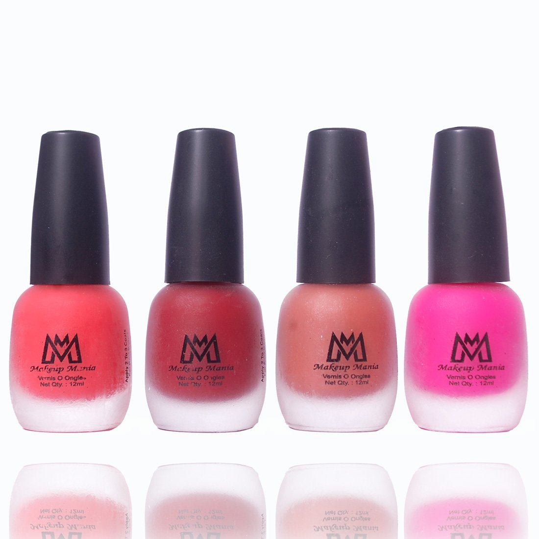 Makeup Mania Velvet Matte Nail Polish Set - 4 Piece Multicolor Nail Paint Combo (12ml Each) | Long-Lasting, Chip-Resistant Formula | Perfect for Home Manicures, Parties & Special Occasions