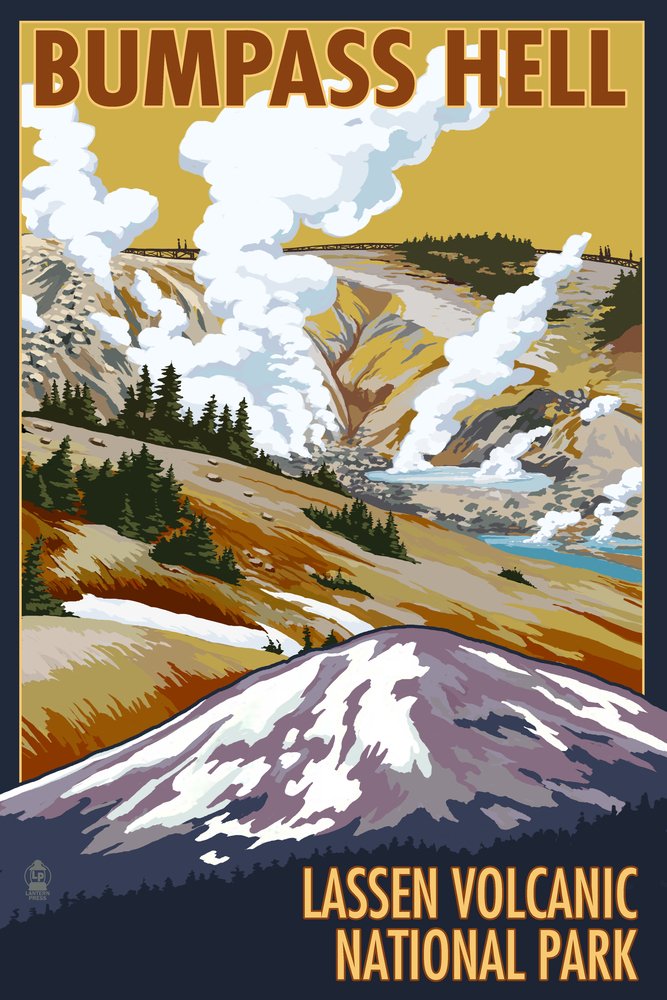 Lantern Press Lassen Volcanic National Park California Bumpass Hell Wall Art - 12x18 Wrapped Canvas Print for Home & Office Decor - Perfect for Living Room, Bedroom or Gift