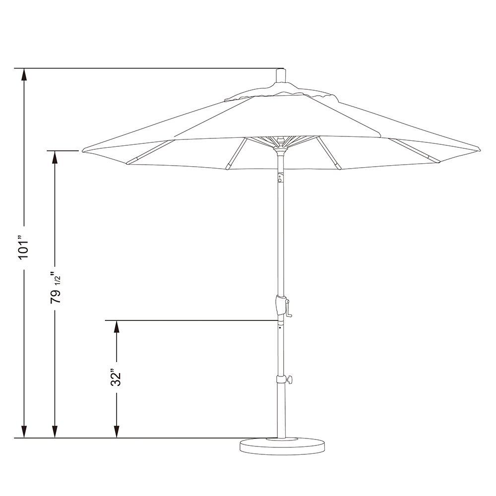 9' Round Aluminum Market Umbrella with Crank Lift & Push Button Tilt - White Pole & Navy/White Olefin Canopy - Perfect for Patio, Garden, and Outdoor Dining Areas
