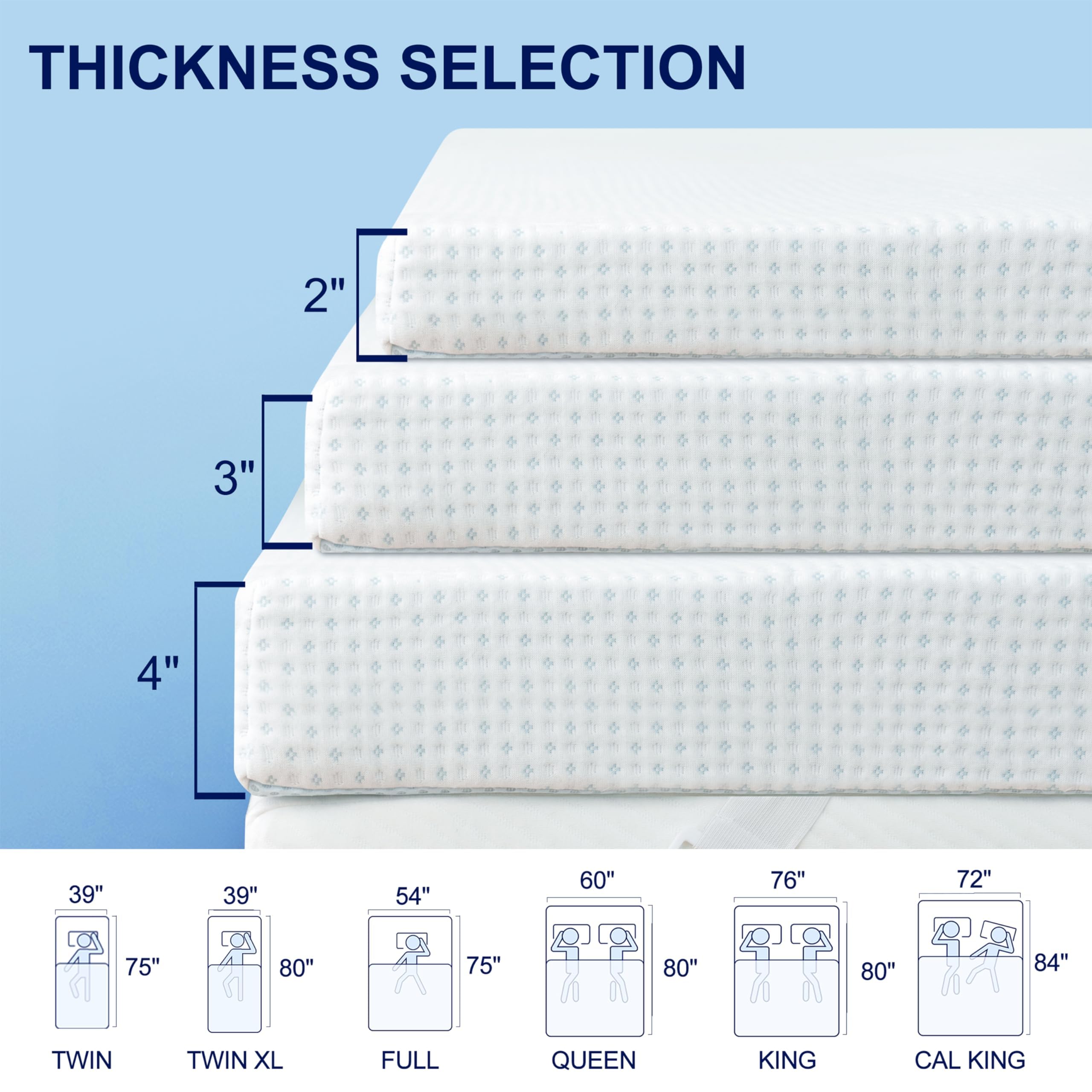 Subrtex 4 Inch Mattress Topper Cover - Breathable Bamboo Rayon Protector with Zipper Closure, Twin Size (Mattress Topper Only) | Perfect for Guest Beds, Dorm Rooms & Allergy Relief