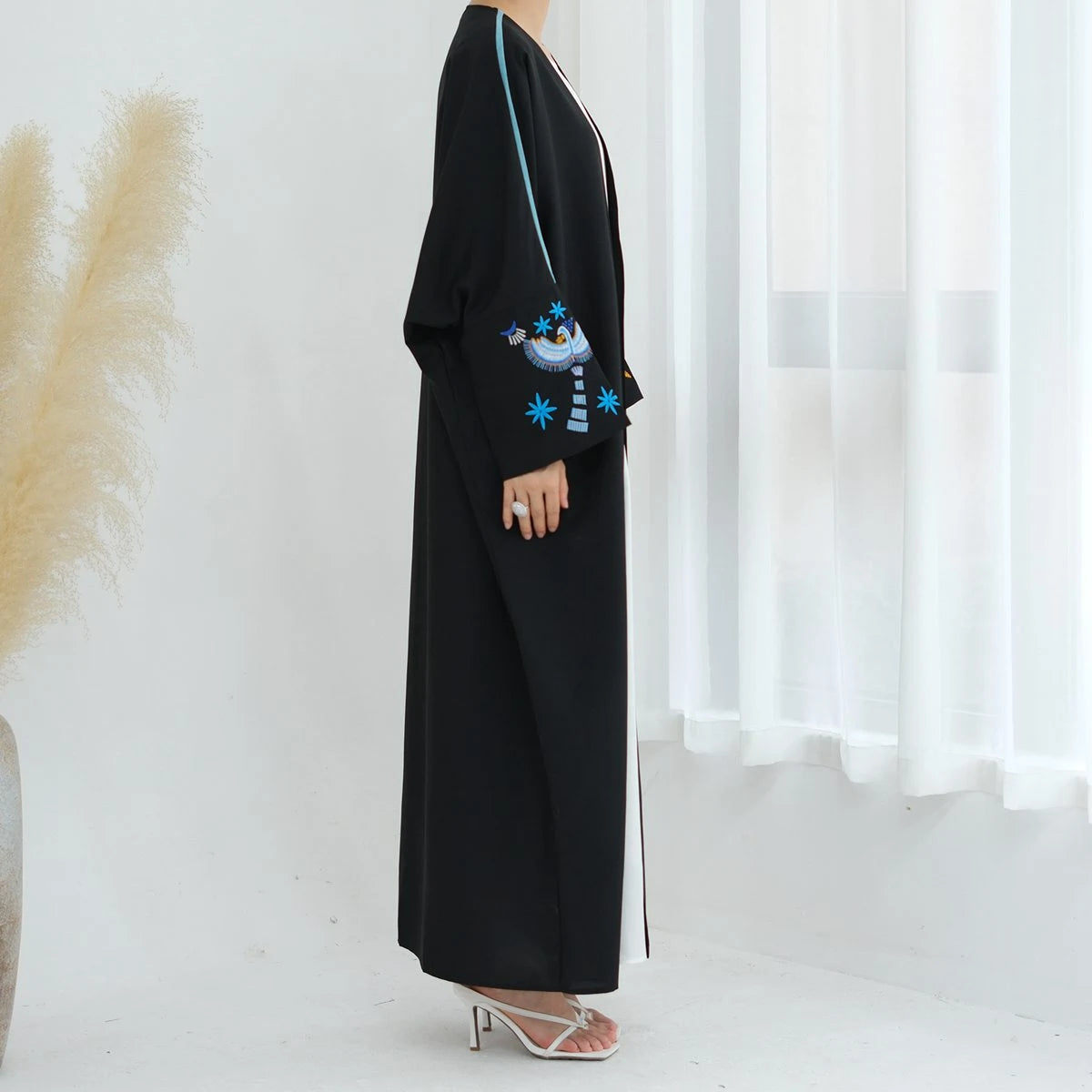 Elegant Embroidered Cardigan Open Abaya Dress for Women - Boho Chic Loose Cover Up #24876 | Perfect for Prayer, Mosque, Special Occasions & Everyday Wear