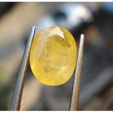 Certified Natural Unheated Untreated 9.22 Carat (10.25 Ratti) A+ Quality Yellow Sapphire (Pukhraj) Loose Gemstone for Jewelry Making - Engagement Rings, Necklaces & Birthstone Gifts for Women & Men