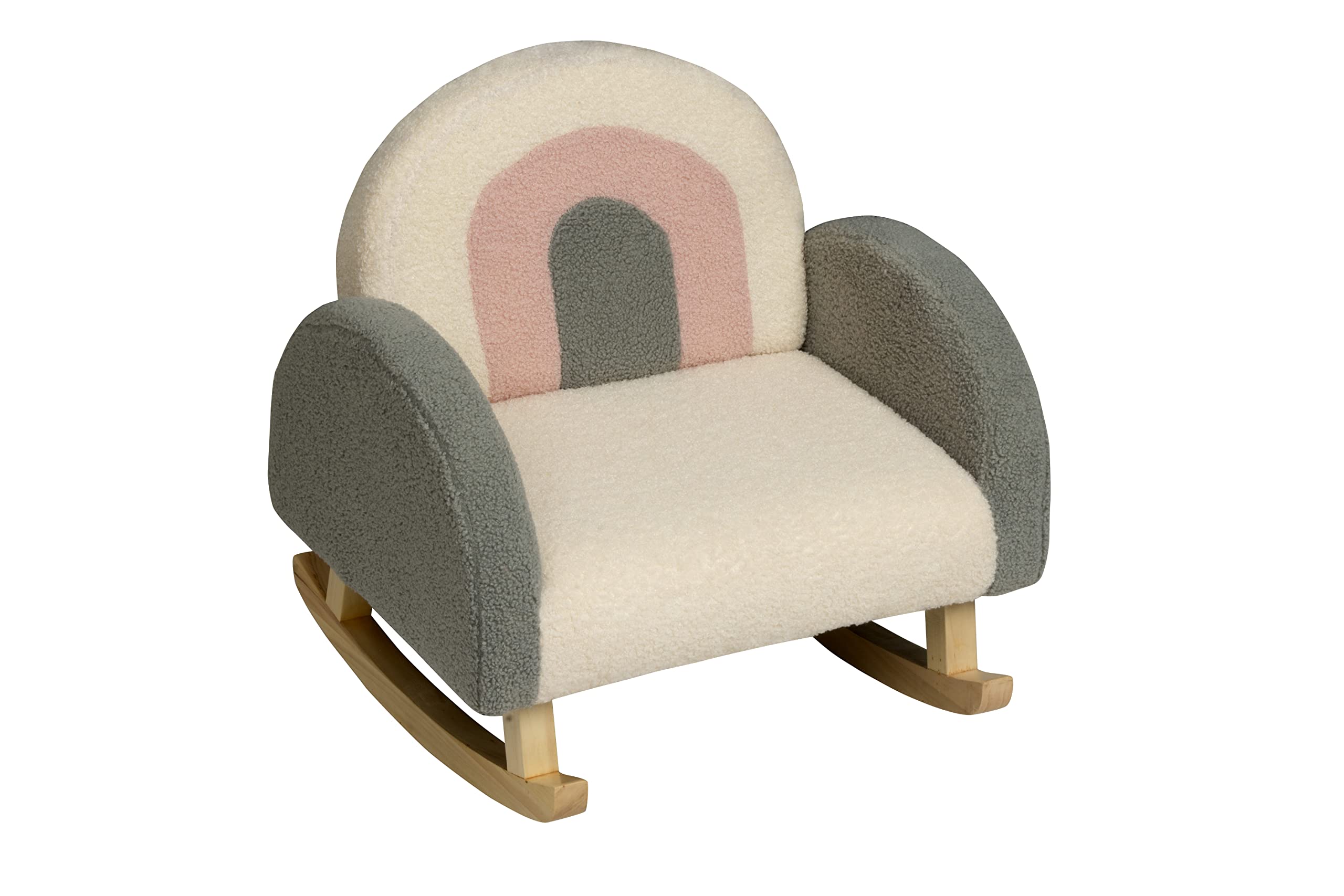 Soft Plush Kids Rocking Chair - Grey Cozy Nursery Rocker for Toddlers & Children - Perfect for Bedtime Stories, Playroom, and Nursery Decor