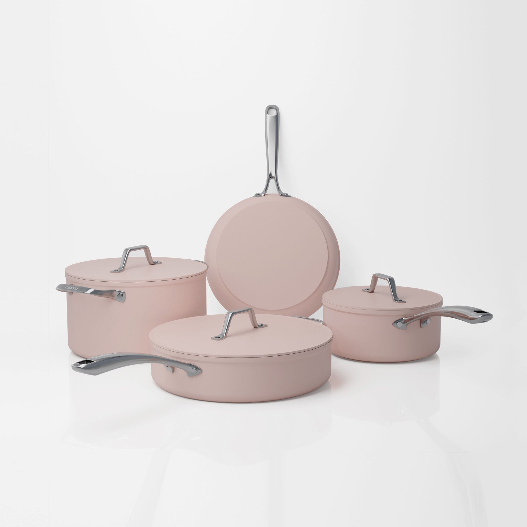 Ciarra Beyond Nonstick Cookware Set - 4 Piece Sakura Candy Color Pots and Pans for Induction Cooking | Perfect for Home Kitchen, Daily Cooking & Gift Giving