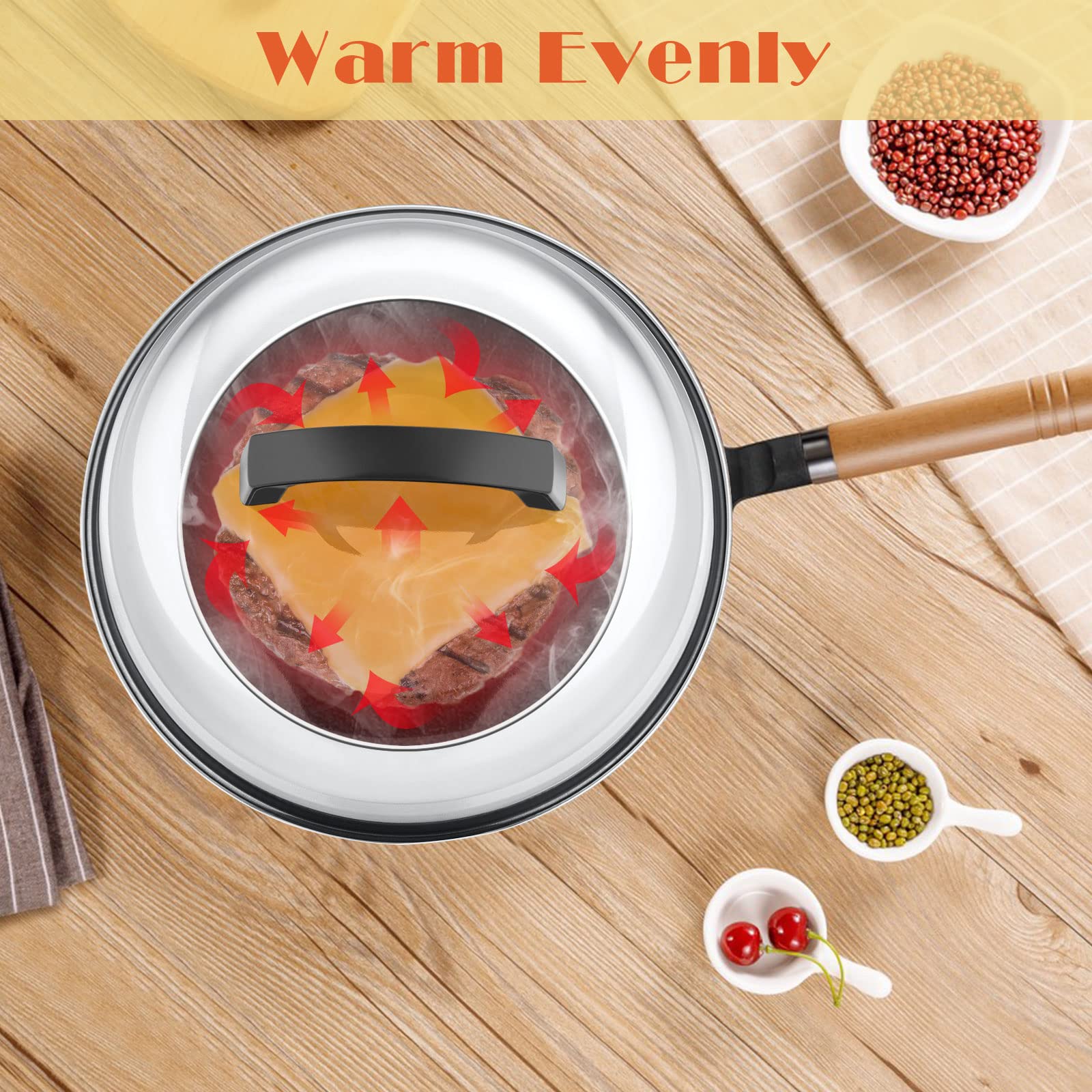 9-Inch Stainless Steel Cheese Melting Dome with Plastic Handle - HaSteeL Round Basting Cover & Steam Lid for Kitchen Griddle - Durable, Lightweight & Easy Clean - Perfect for Indoor/Outdoor Flat Top Grills, Burgers, Pancakes & BBQ Cooking