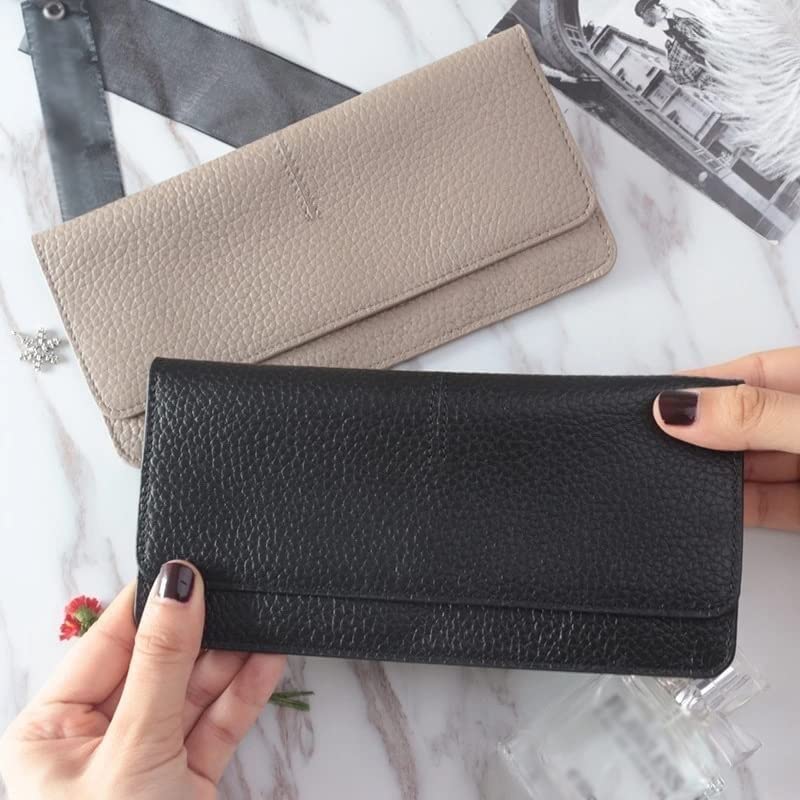 Genuine Leather Women's Wallet - Slim Long Bifold Wallet with RFID Protection, Credit Card Slots & Coin Pocket (20 x 9.5 x 1cm) - Perfect for Everyday Use, Travel & Gift Giving (Color: Brown)