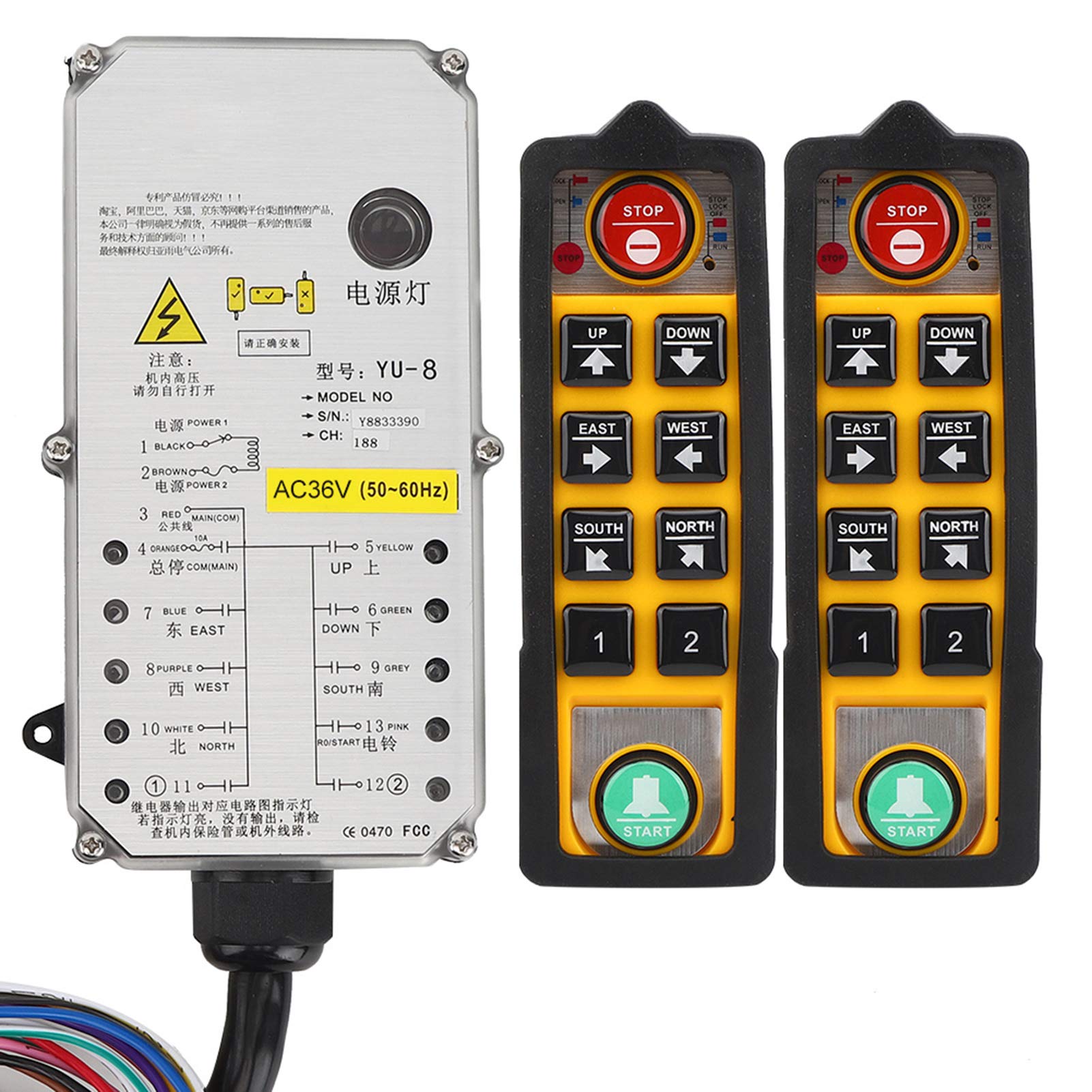 Industrial CNC Hoist Controller - Heavy Duty Remote Control for Cranes, Reliable Acid-Resistant Stable Conveyors (AC36V) - Perfect for Factory Automation & Construction Site Lifting Operations