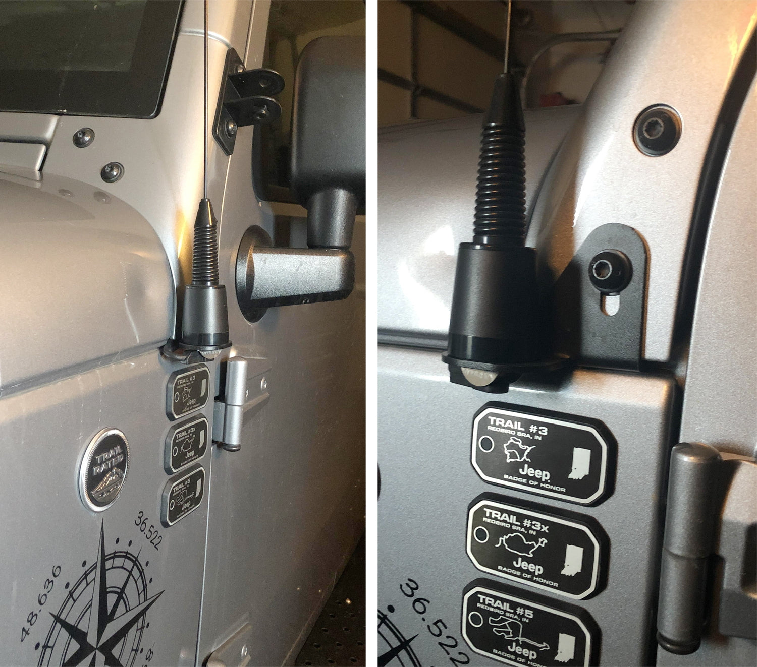 Jeep Wrangler CB Antenna Mount Bracket - Heavy Duty Front Driver Side Hood Mount for CB Radio Antennas | Perfect for Off-Roading, Camping & Emergency Communication