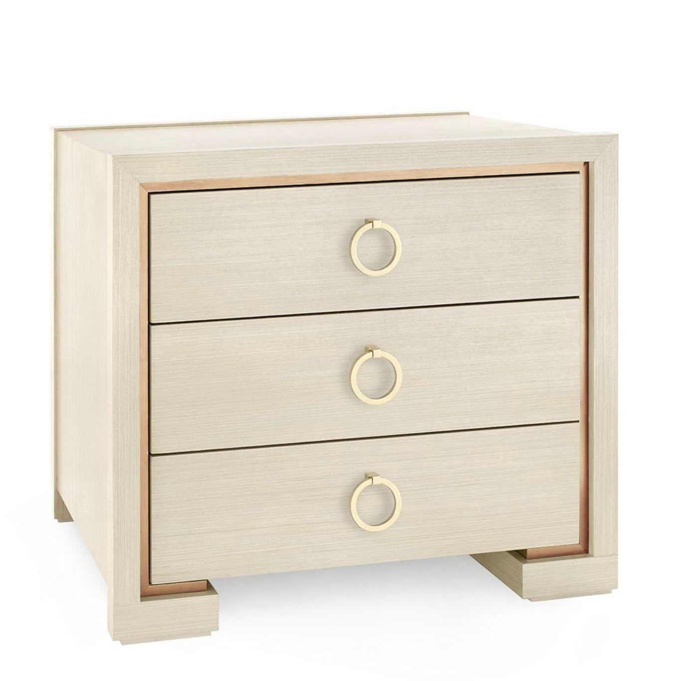 Blake 3-Drawer Side Table in Blanched Oak - Customizable Pull Handles | Nightstand, Bedroom End Table, Living Room Accent Furniture