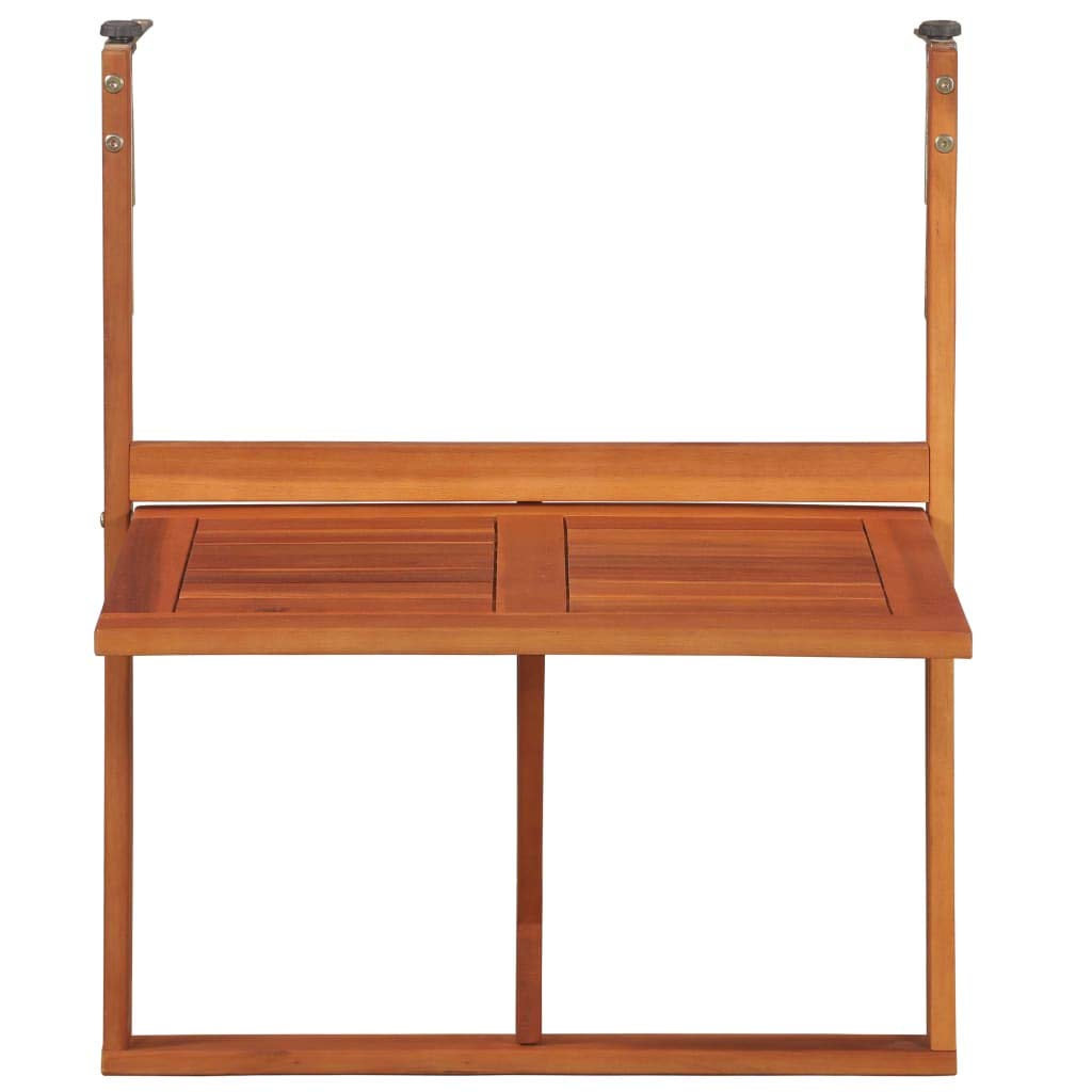 Rustic Acacia Wood Folding Hanging Balcony Side Table - Indoor/Outdoor Railing Serving Stand for Patio, Garden, Deck (25.4 x 17.3 x 31.5 Inches) - Perfect for Small Space Dining, Coffee Break, and Outdoor Entertaining