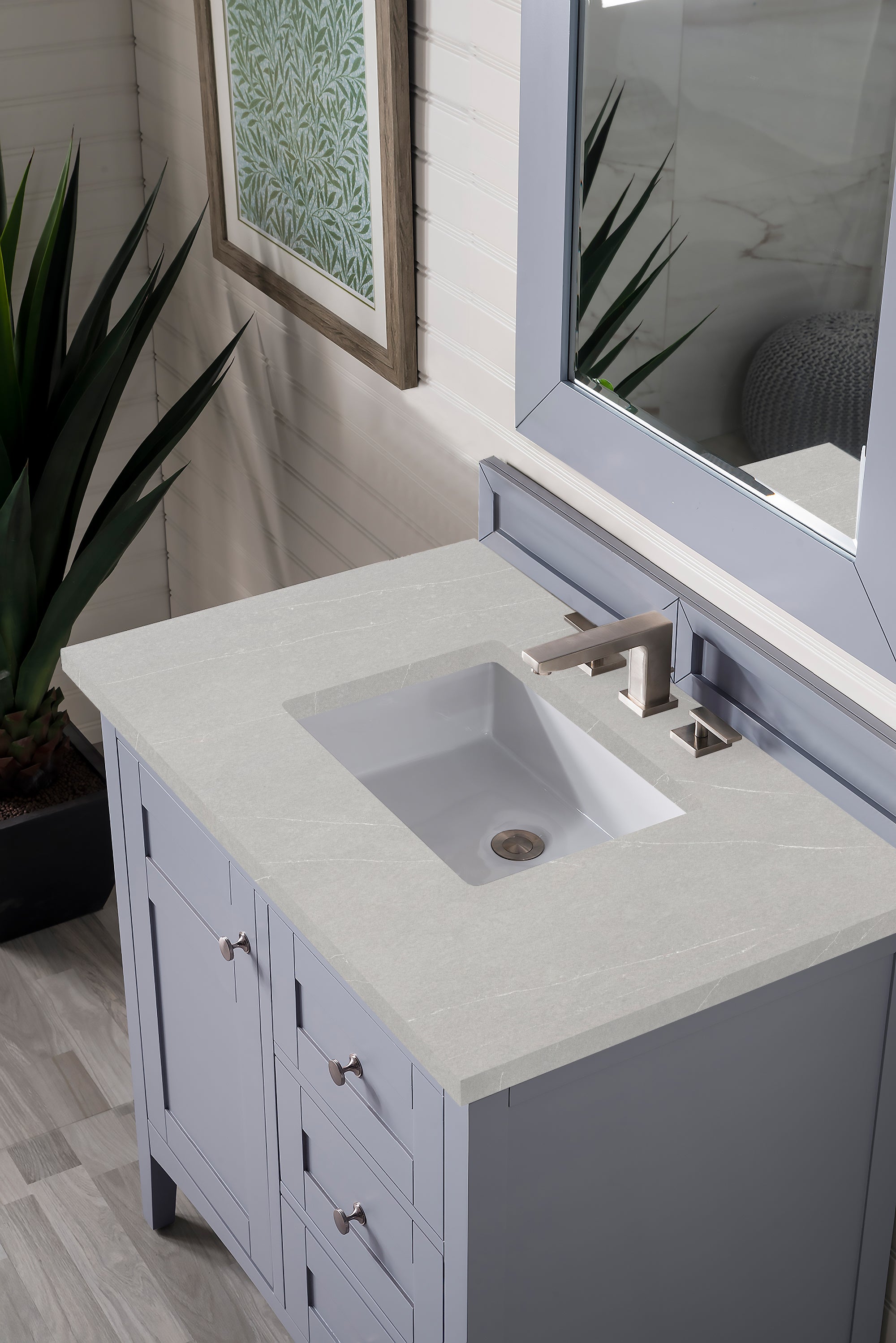 Palisades 36 Inch Single Bathroom Vanity Set with 3CM Eternal Serena Quartz Top in Silver Gray - Perfect for Modern Master Bathrooms & Guest Bathroom Renovations