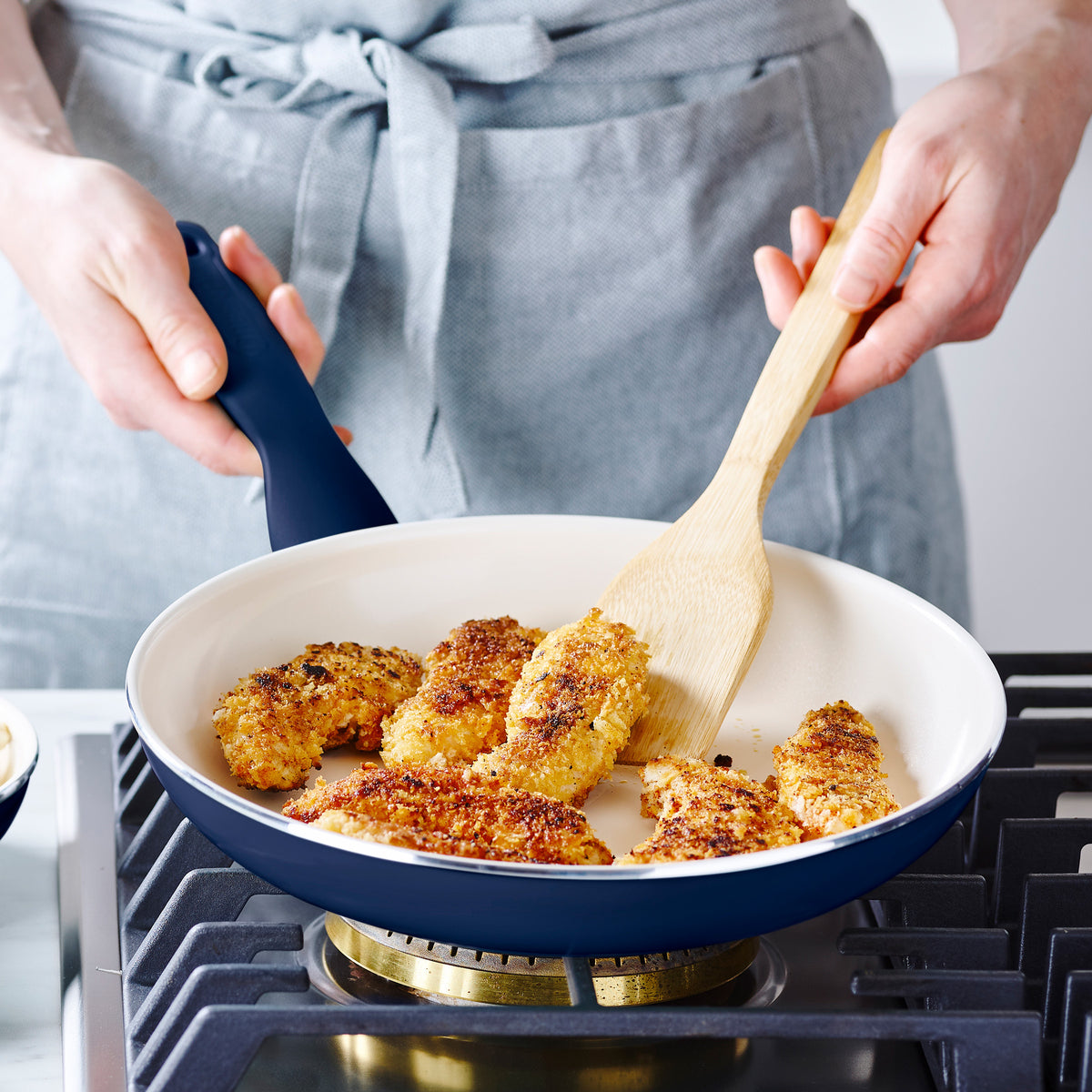 Rio Ceramic Nonstick 7, 9.5 and 11-Inch Fry Pan Set - Blue Navy Cookware for Healthy Cooking | Perfect for Frying, Sautéing & Everyday Meals