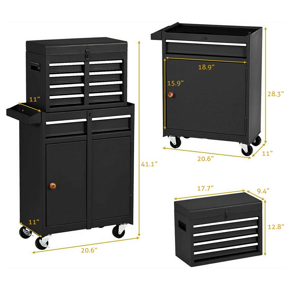 5-Drawer Rolling Tool Chest - Heavy Duty Mobile Tool Storage Organizer with Wheels, Lockable Drawers & High Capacity for Garage, Workshop & DIY Projects (Black) - Perfect for Mechanics, Carpenters & Home Improvement