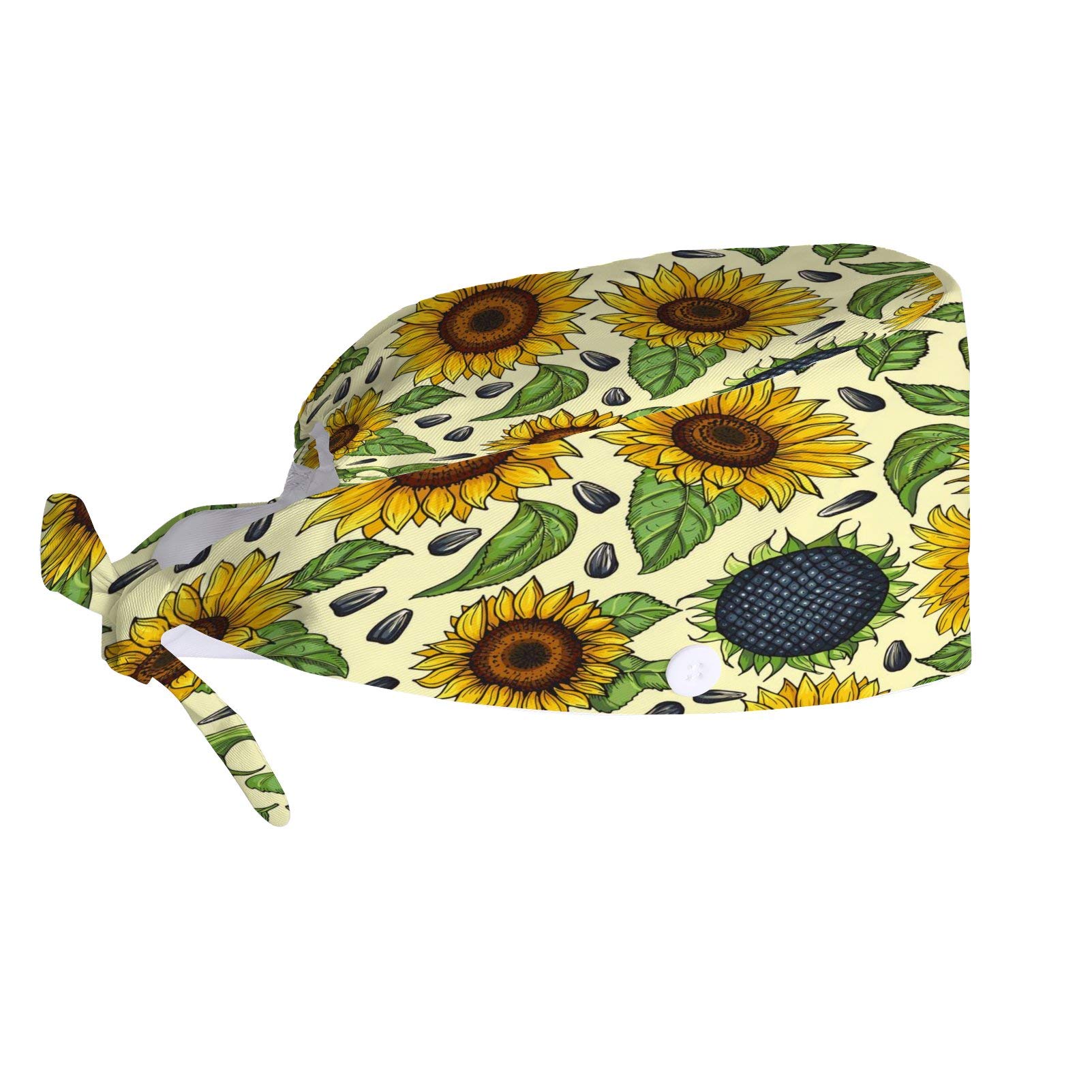 Adjustable Work Cap with Button Sweatband - Sunflower & Skull Design Unisex Hat for Men & Women - Perfect for Outdoor Work, Gardening, and Sun Protection