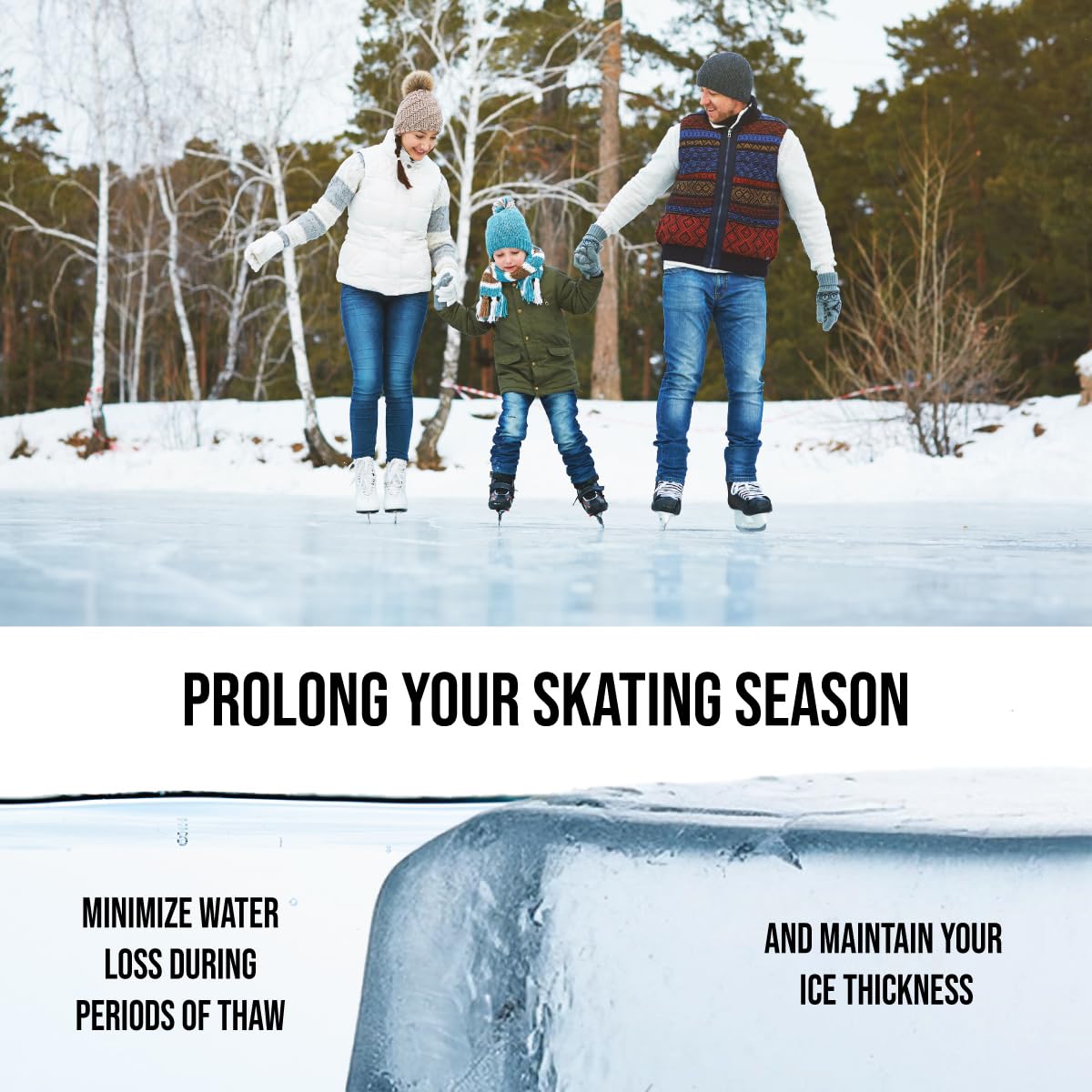 Ice N'Go 60 Series Premium Backyard Ice Rink Liner - Durable Winter Skating Rink Cover for Outdoor Hockey & Family Fun
