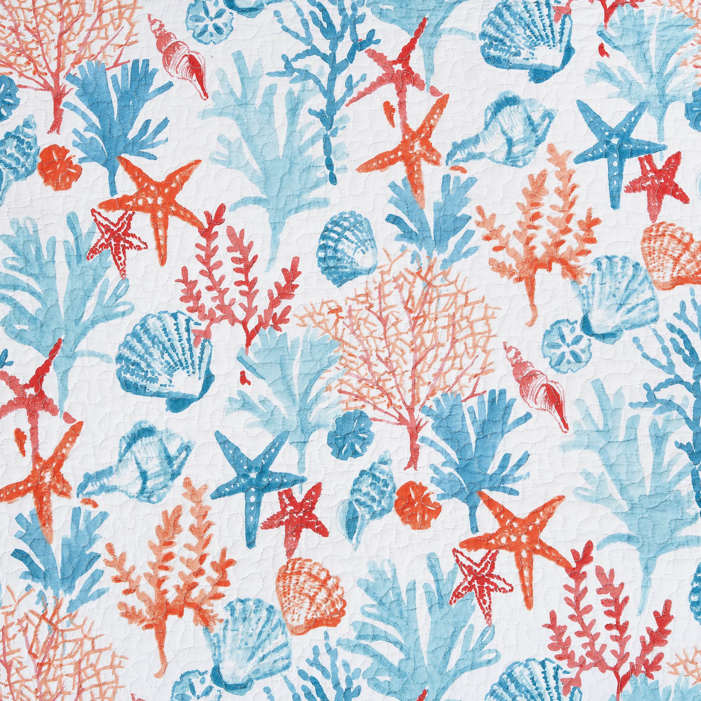 Reversible Coastal Tropical Stripe Quilt Set - Full/Queen 3-Piece Machine Washable Cotton Bedding in Orange & Blue | Beach House Decor, Guest Room & Summer Bedroom Upgrade