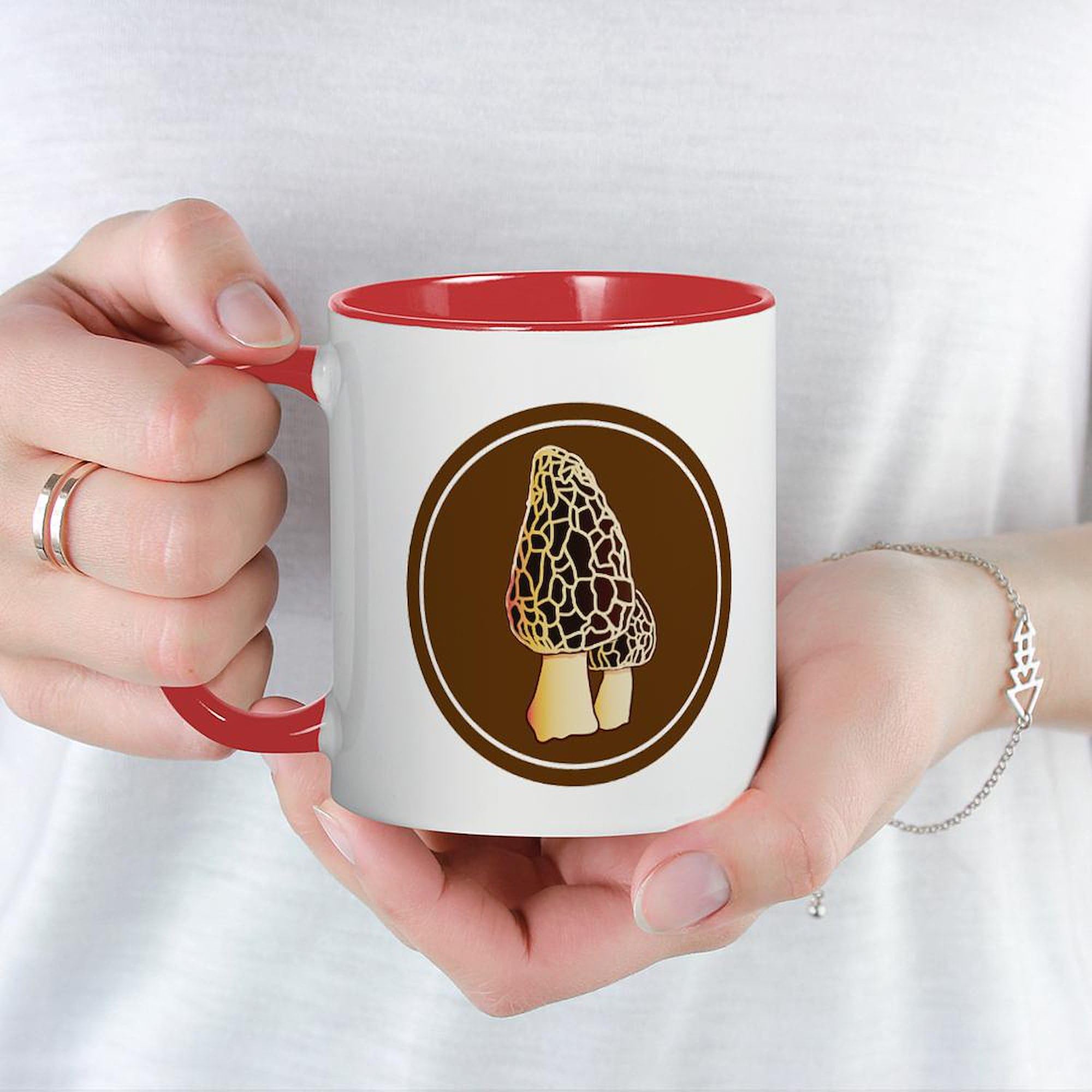 Morels Mushroom Design 11 oz (325 ml) Ceramic Coffee Mug - Perfect for Tea, Hot Chocolate & Office Use - Unique Gift for Nature Lovers