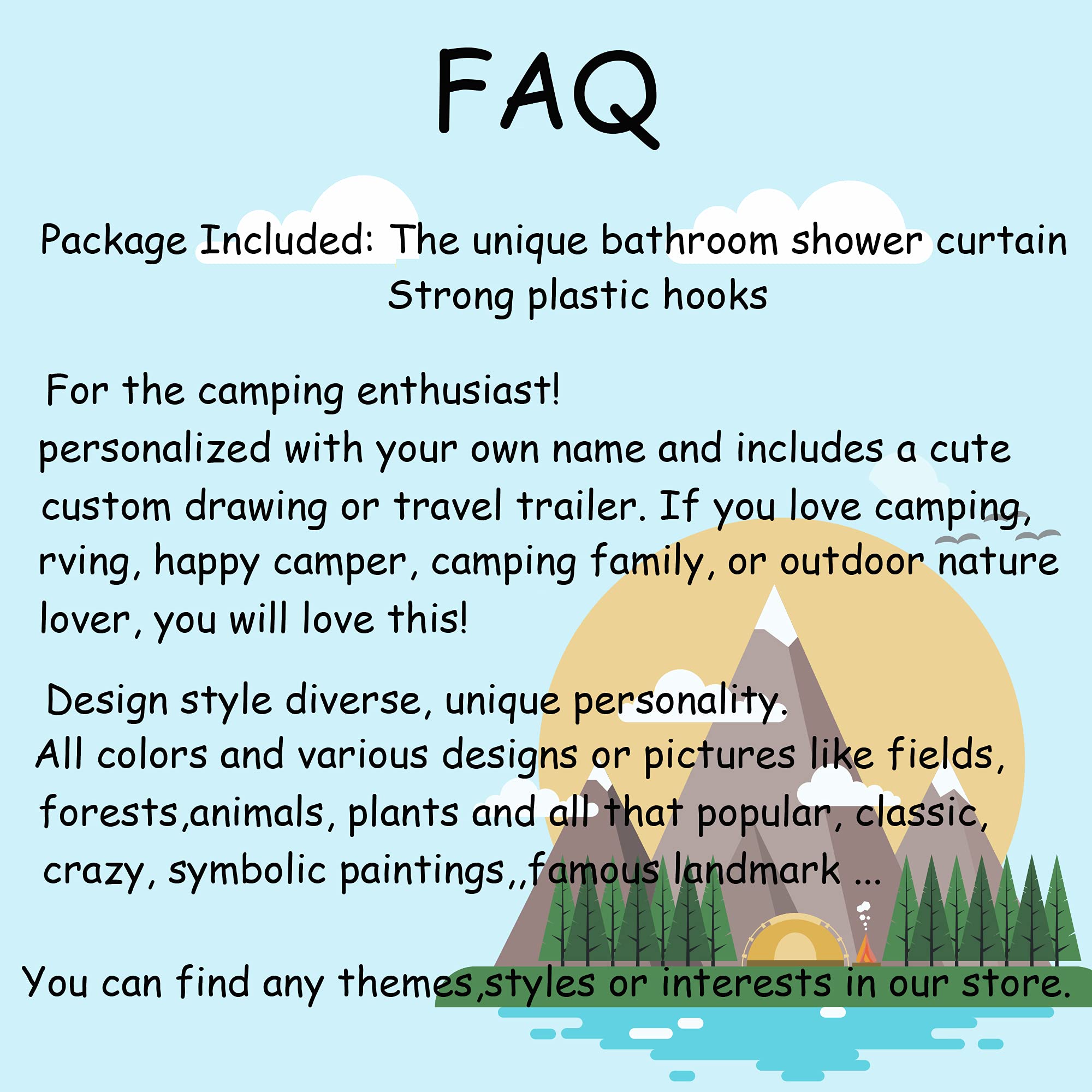 Custom RV Shower Curtain with Family Name - Happy Camper Decor for Travel Trailers | Camping Must-Haves