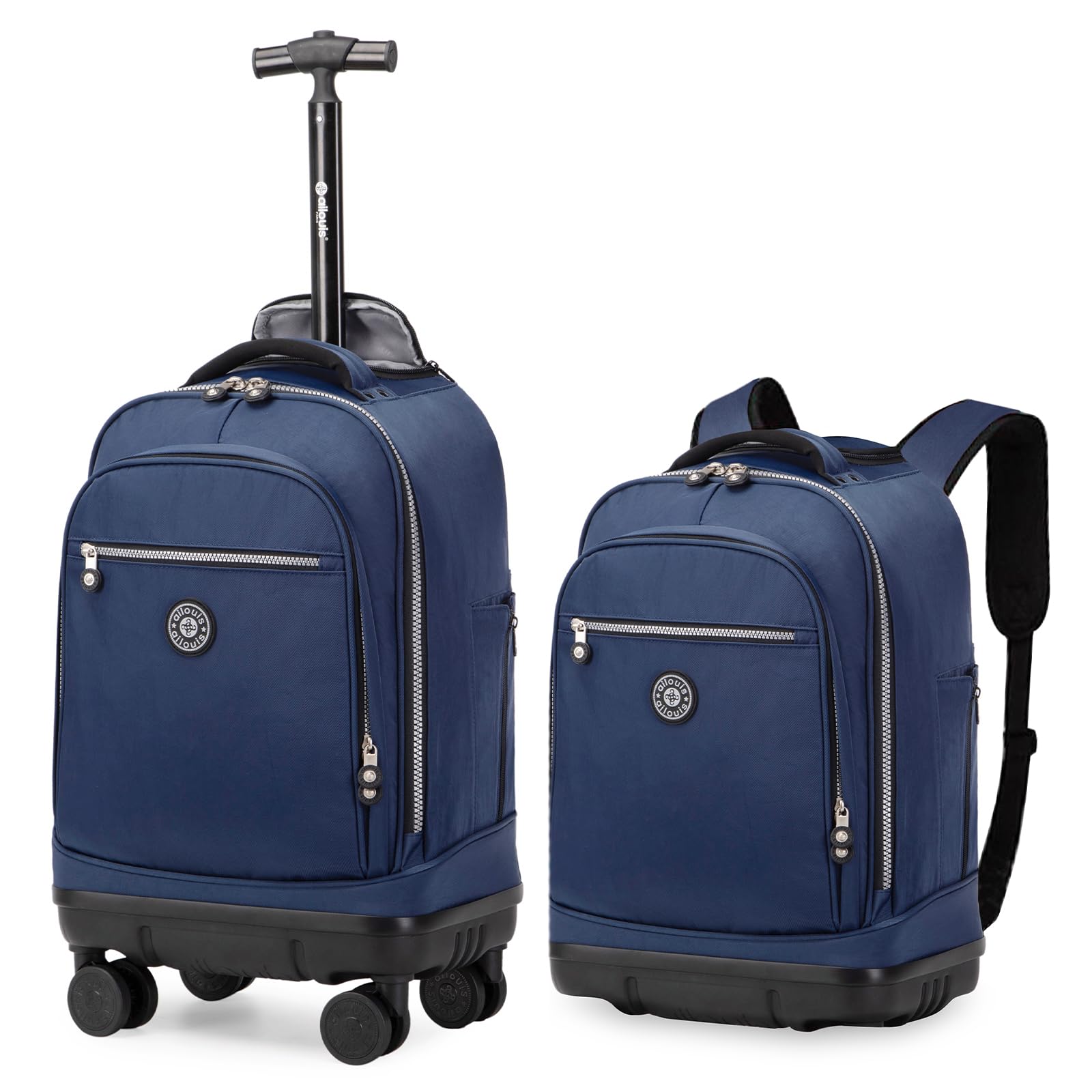 18 Inch Rolling Backpack with Detachable Wheels - Wheeled Laptop Backpack for Travel, School & Work - Carry On Luggage for Men & Women - Perfect for Airplane, Commuting & Business Trips
