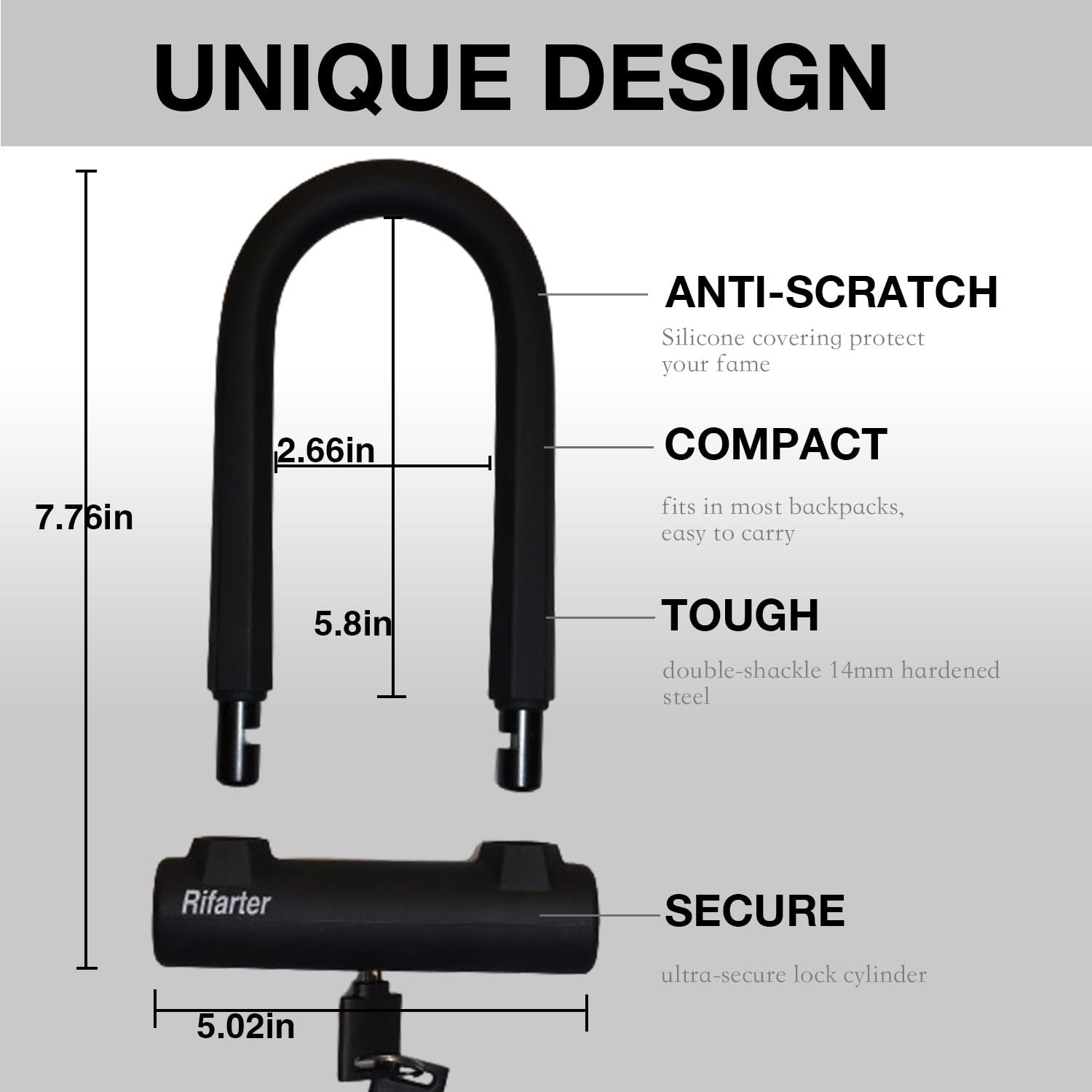 Heavy Duty Bike U Lock with 5ft Anti-Theft Cable & 2 Keys - Compact Silicone Coated Bicycle Security Lock for Road, Mountain & Folding Bikes (1 Pack) - Perfect for Urban Commuting, Campus & Outdoor Cycling