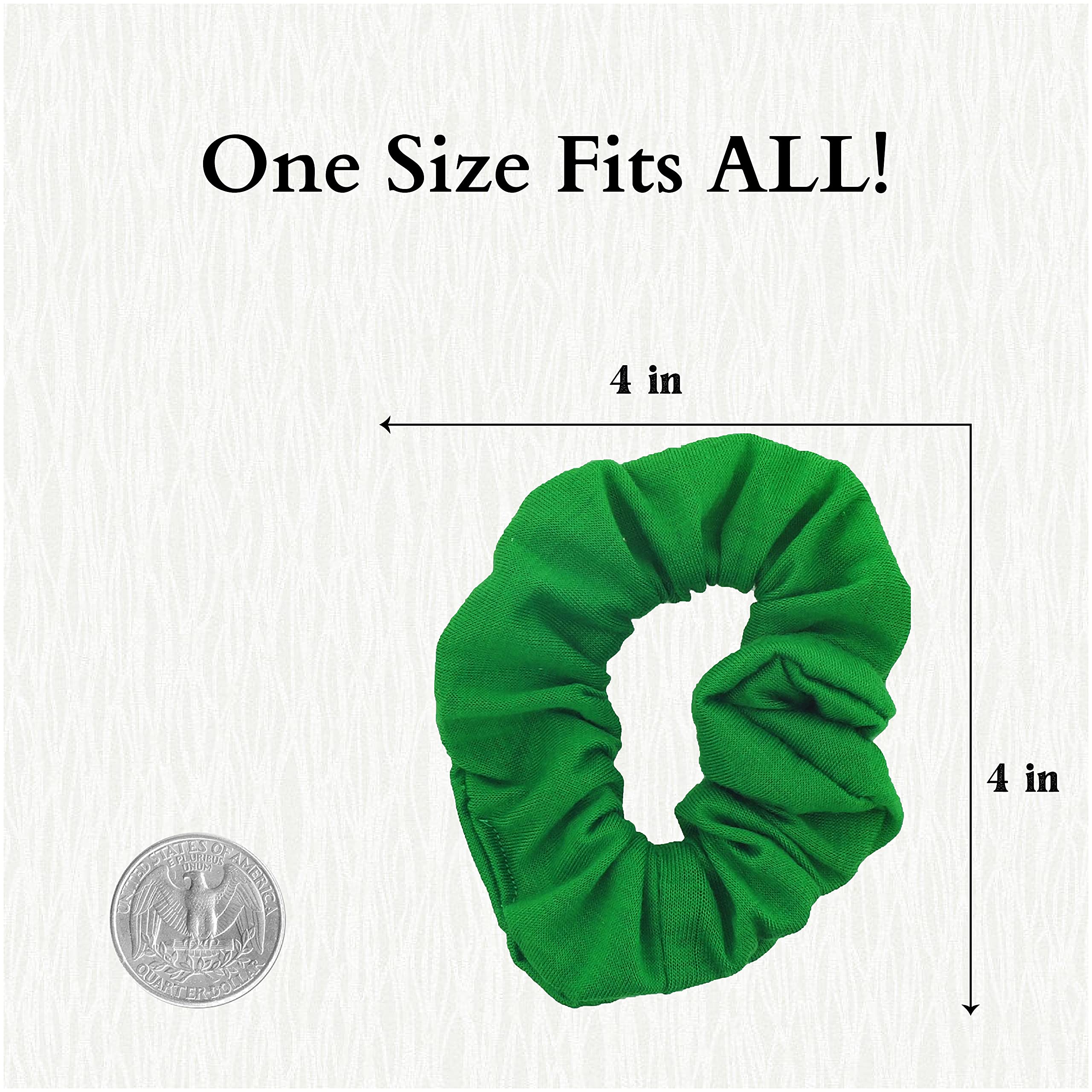 Green Solid Scrunchies Set of 2 - Eco-Friendly Hair Accessories for Everyday Style and Workouts
