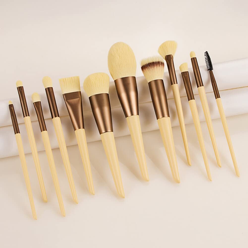 12-Piece Nylon Makeup Brush Set - Eyeshadow, Eyelash & Eyebrow Brushes for Professional Makeup Application | Perfect for Daily Beauty Routine & Travel Cosmetics Kit