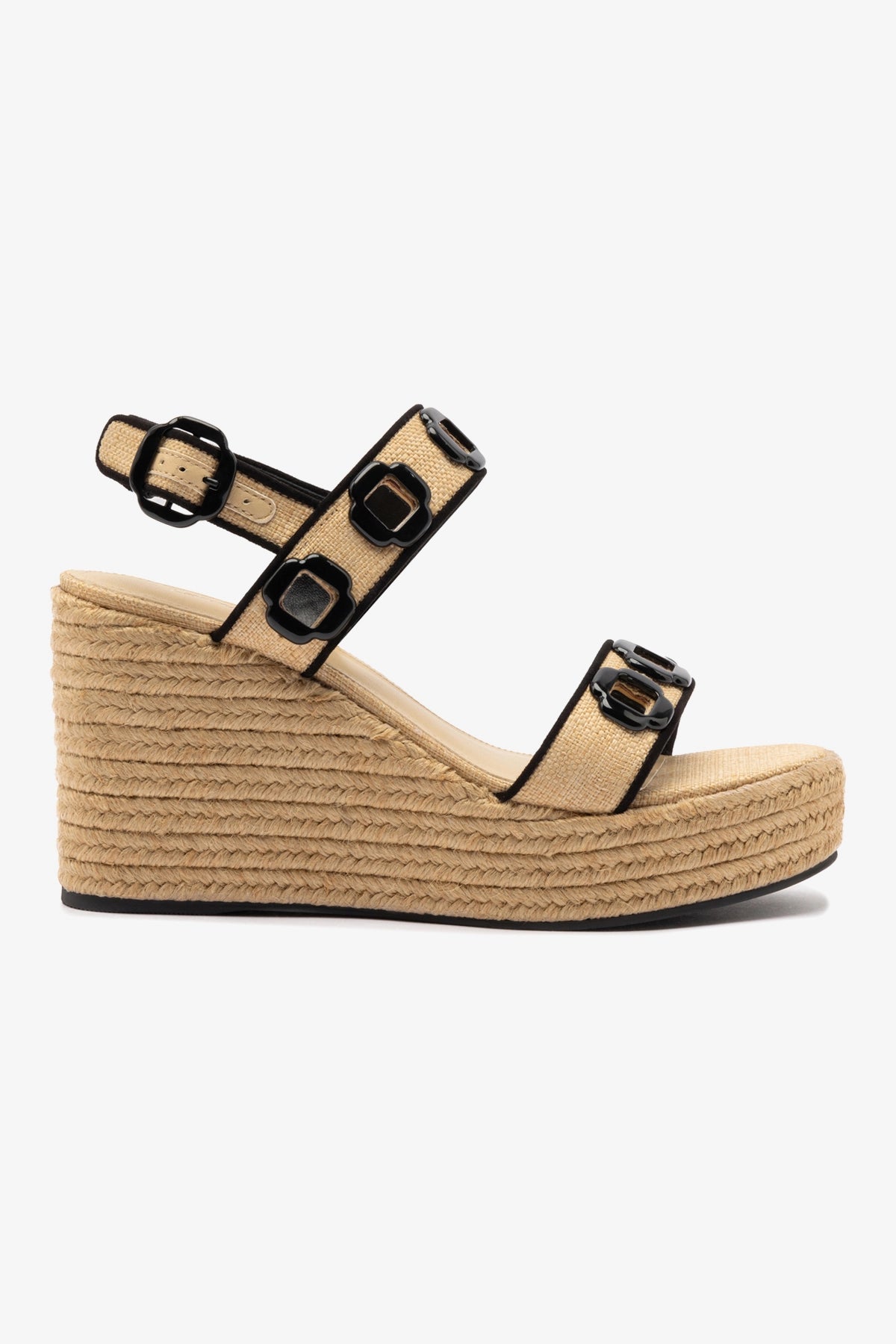 Milan Espadrille Women's Beige Raffia Sandals with Black Trimming - Comfortable Summer Casual Shoes for Beach, Vacation & Everyday Wear