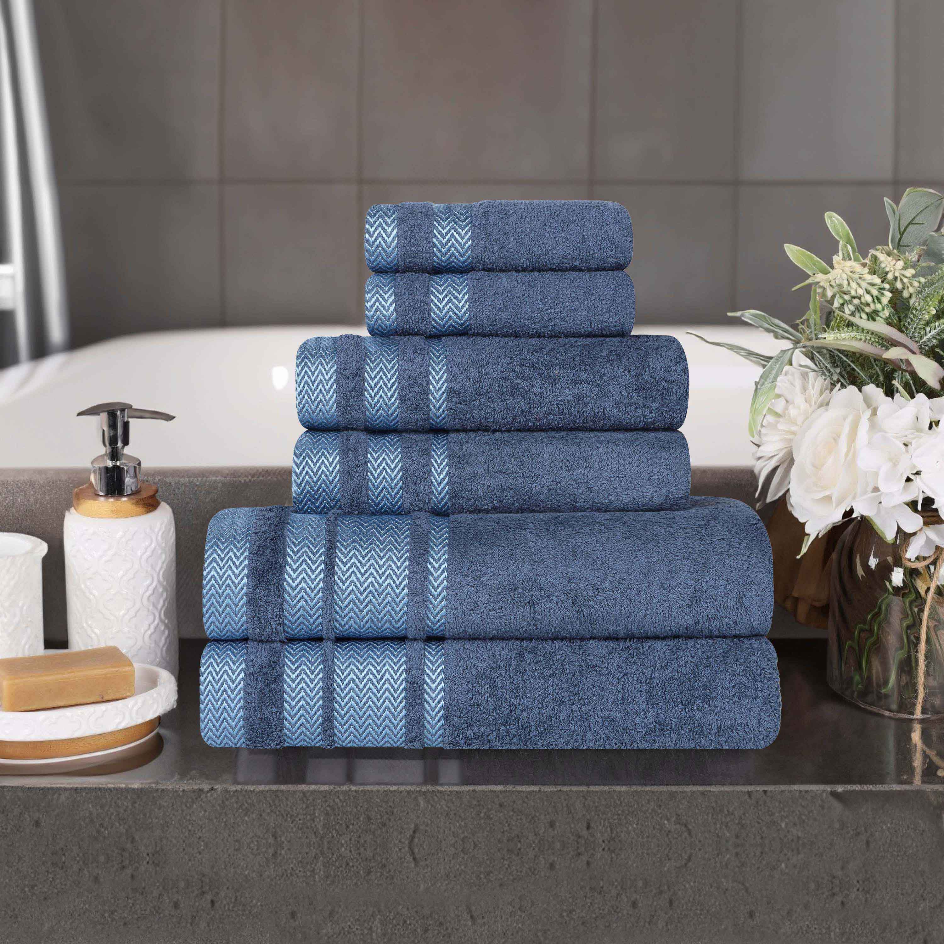 Premium 6-Piece Cotton Towel Set - Medium Weight, Soft & Absorbent Bath Towels for Spa, Gym, or Home Use - Hays Brand