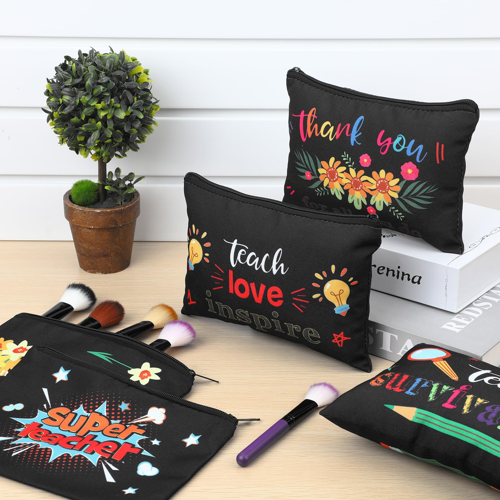 32-Piece Teacher Gift Set - Hillban Cosmetic Makeup Bag & Funny Pencil Pouch for Women - Perfect for Teacher Appreciation, Graduation, Birthday & Christmas - Great for School, Office & Travel Use