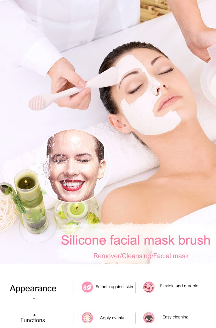 MobFest® Double-Sided Silicone Face Cleansing Brush & Massager with Spatula Stick - Gentle Exfoliation for Deep Pore Cleaning - Perfect for Daily Skincare & Makeup Removal Routine