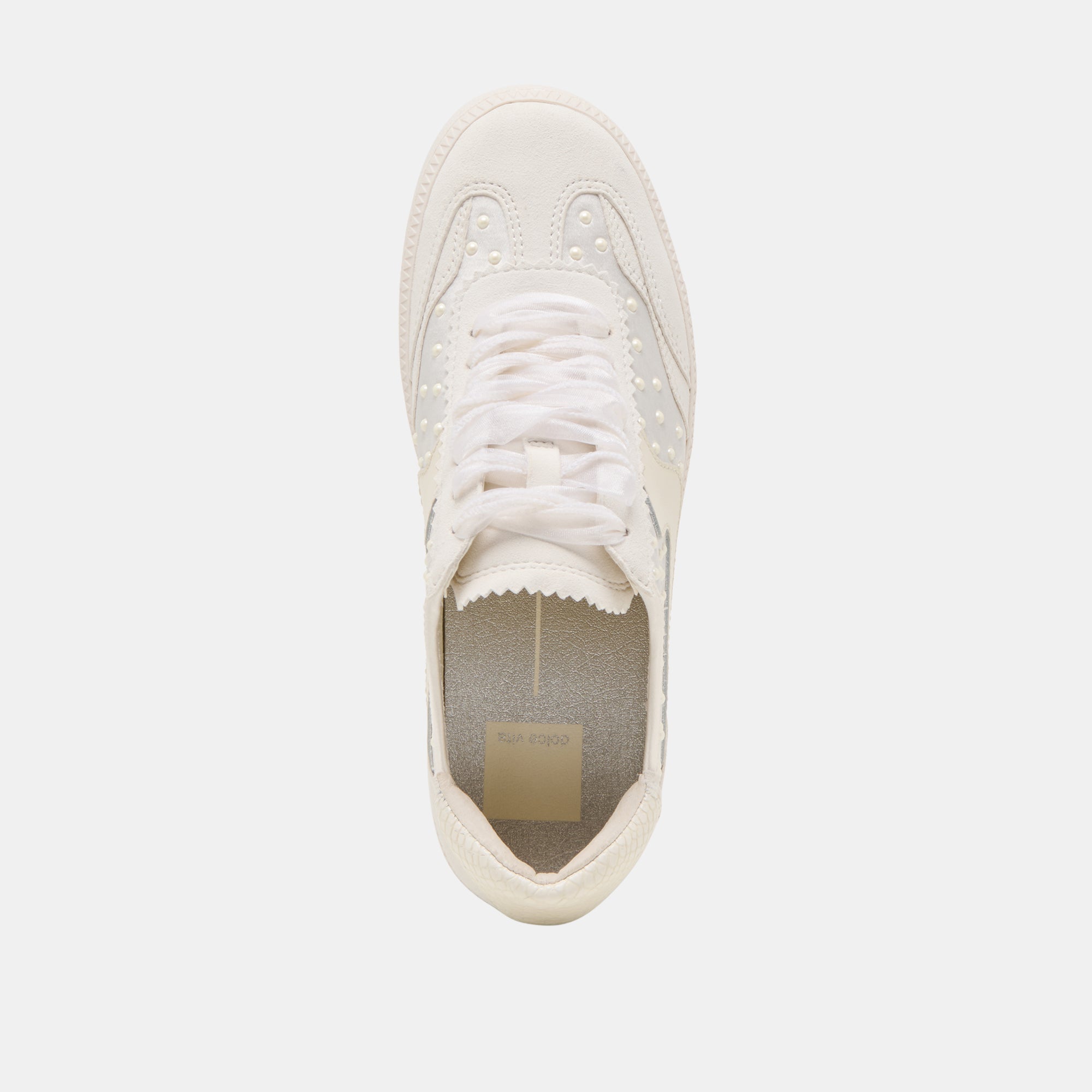 Off-White Satin Pearl Sneakers - Women's Fashion Running Shoes for Casual Wear & Street Style
