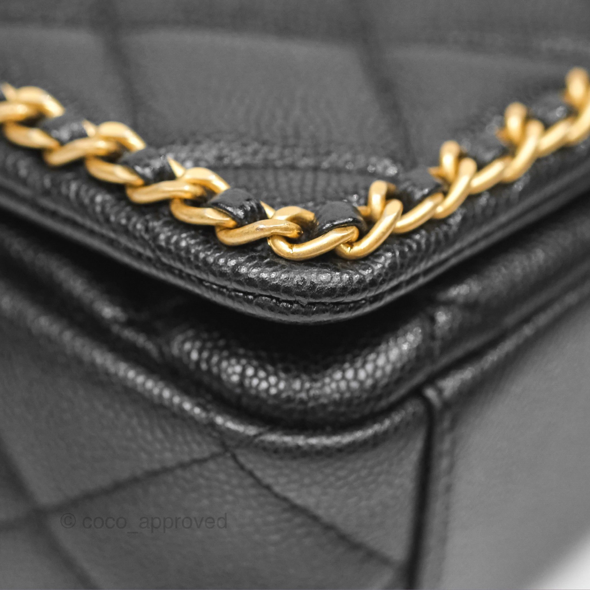 Chanel Chain Around Flap Bag Black Caviar Leather with Aged Gold Hardware - Luxury Crossbody Bag for Women, Perfect for Evening Parties & Special Occasions