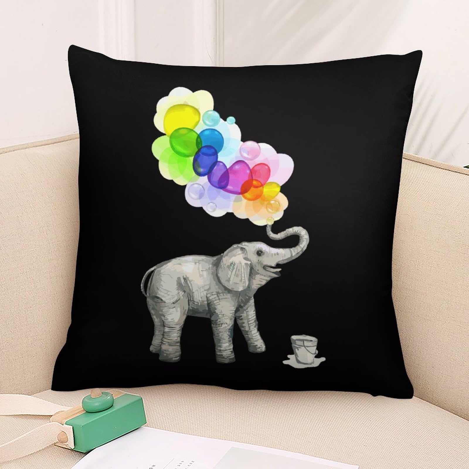 Soft Elephant Bubble Dream Polyester Pillow Cases - 22x22 Inch Smooth Cushion Covers for Sofa, Bed & Home Decor - Perfect for Living Room, Bedroom & Nursery