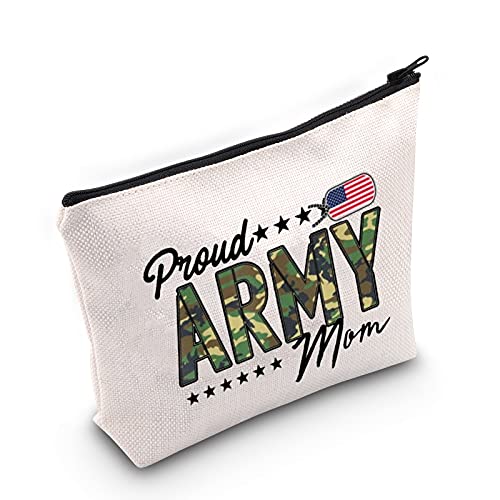 LEVLO Military Mom Cosmetic Makeup Bag - Durable Zipper Pouch for Army, Navy & Air Force Moms | Perfect Deployment Gift & Travel Organizer for Proud Military Mothers