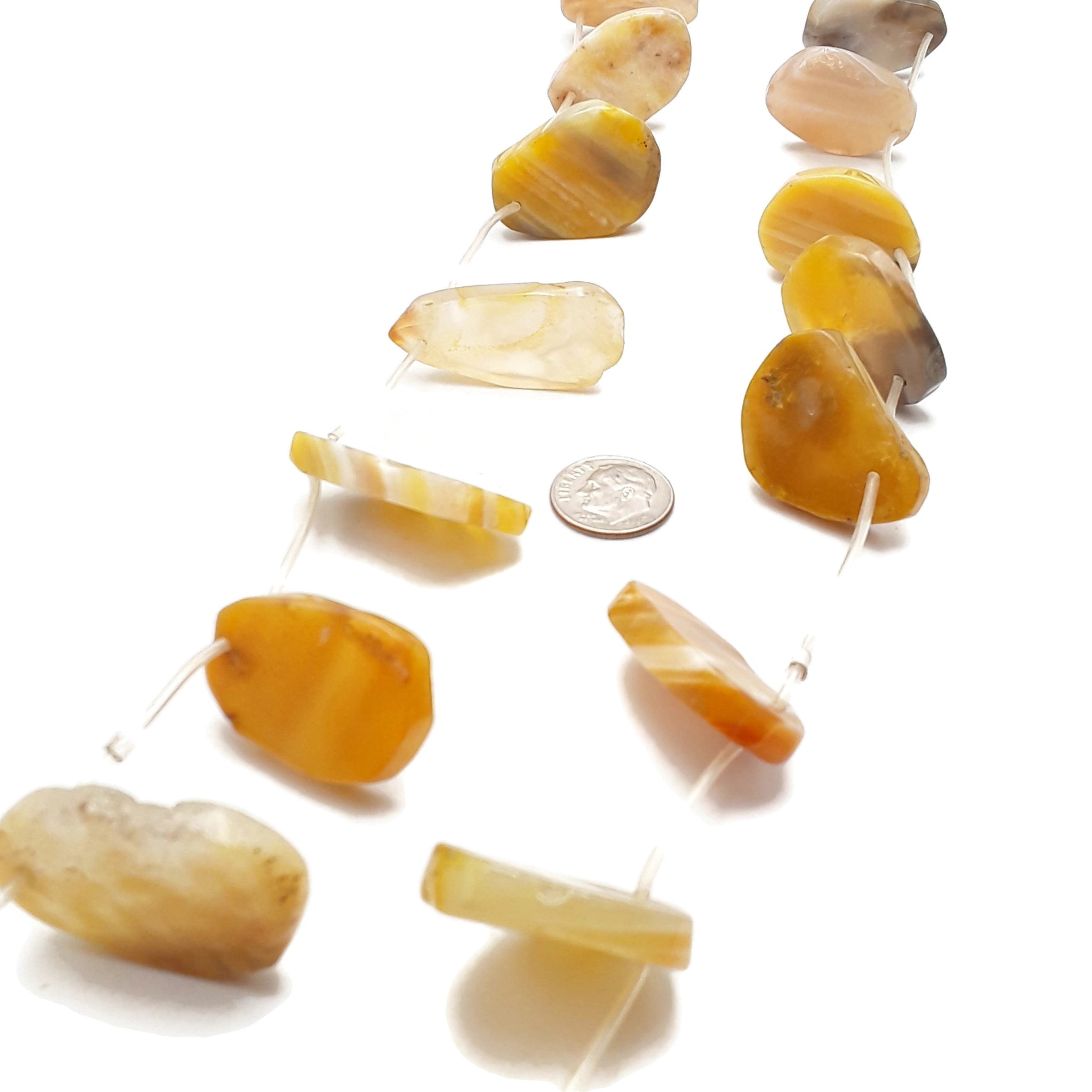 Natural Brown Agate Freeform Slab Beads - 15-25mm Irregular Slices - 15.5 Inch Strand for Jewelry Making, DIY Crafts & Healing Crystal Decor