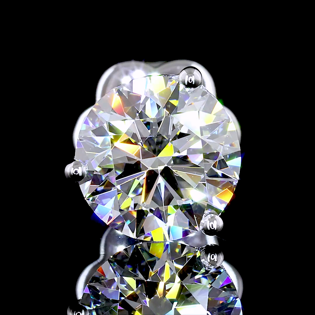2.16 Carat Lab Grown Round E VS1 Diamond Stud Earrings in 14K White Gold - Perfect for Weddings, Anniversaries & Special Occasions