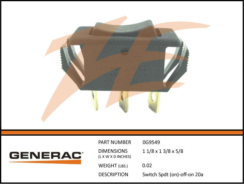 Generac 0G9549 SPDT Switch - 20A On/Off/On Heavy Duty Toggle Switch for Generators, RVs & Marine Applications - Perfect for Backup Power Systems & Electrical Control Panels