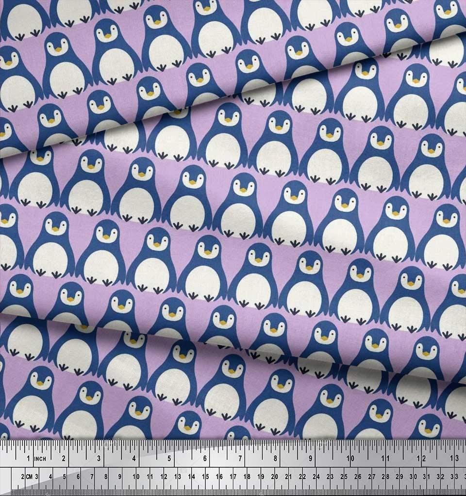 Soimoi Moss Georgette Brown Fabric by The Yard - 42 Inch Wide Penguin Ocean Print Fabric with Adorable Penguins for DIY Sewing, Dressmaking & Home Decor Projects