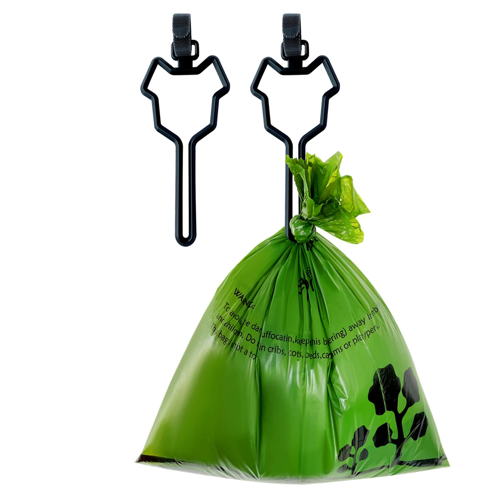 2PCS Dog Poop Bag Holder for Leashes - Hands-Free Waste Bag Dispenser Attachment, Fits Any Dog Leash (Black) - Perfect for Walking, Hiking & Outdoor Pet Cleanup
