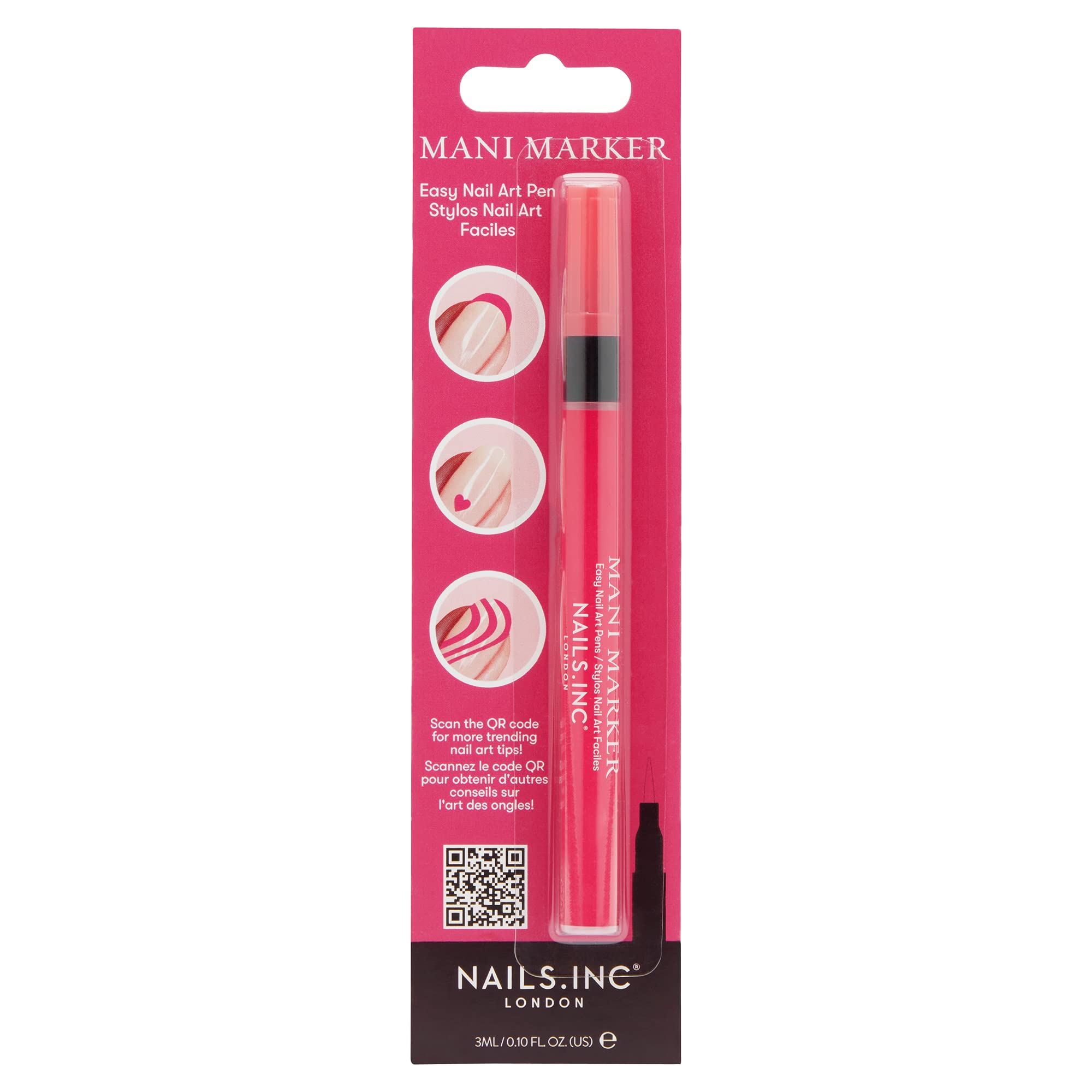 Nails.INC Bubblegum Pink Mani Marker Nail Art Pen - Quick Dry, Long Lasting Nail Polish Pen for Easy At-Home Manicures & Nail Art Designs | Perfect for Parties, Weddings & Everyday Wear