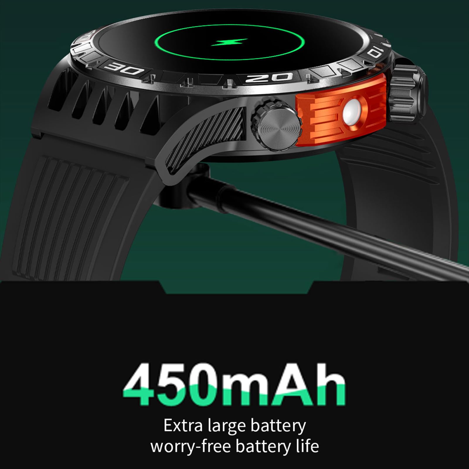 Yihou Smart Watch for Men - Fitness Tracker with Heart Rate Monitor, Sleep Tracking, Waterproof, Military Design, Long Battery Life - Compatible with Android & iOS (Orange) - Perfect for Outdoor Activities, Workouts & Daily Health Monitoring